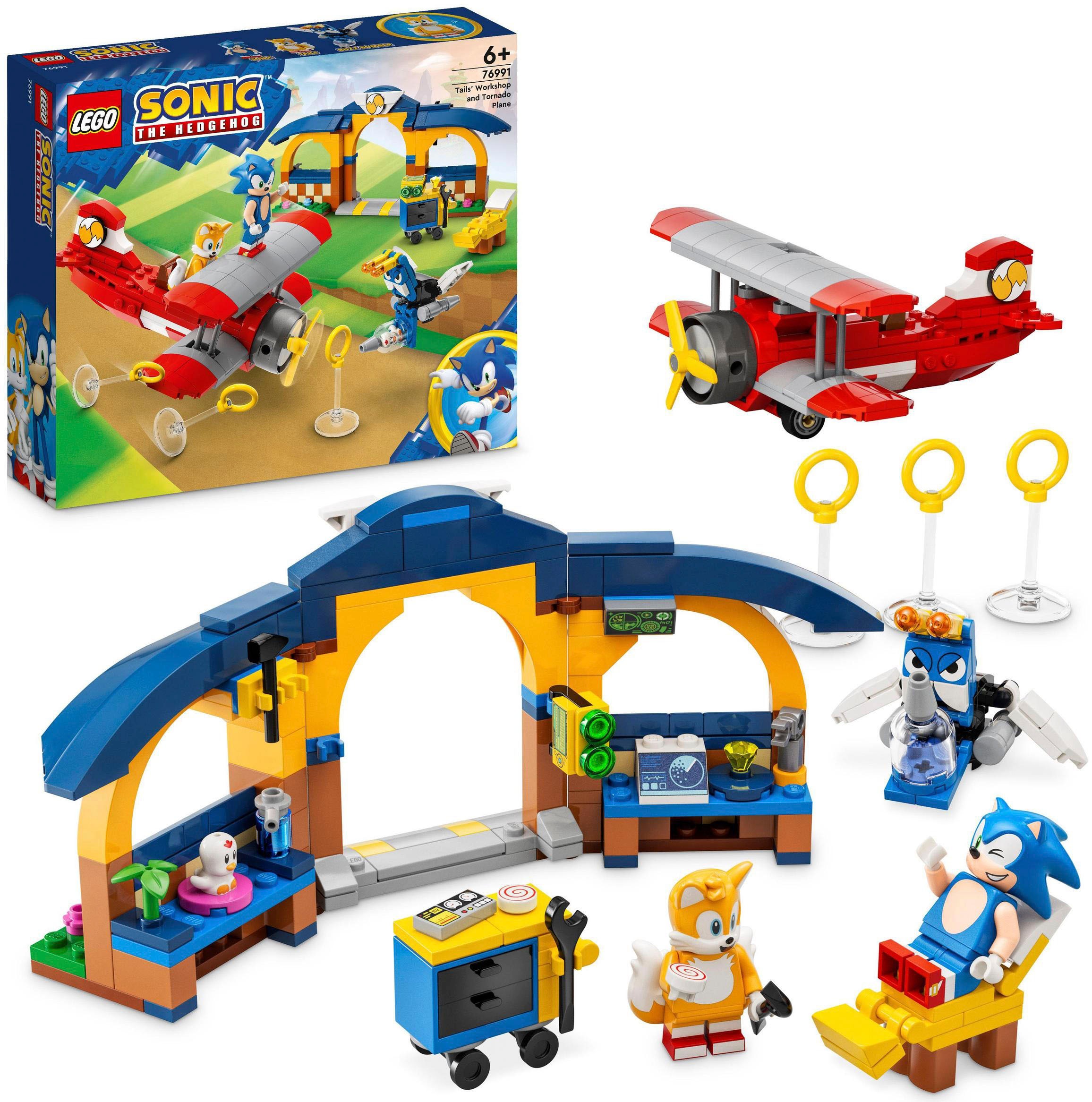 LEGO® Konstruktionsspielsteine »Tails‘ Tornadoflieger mit Werkstatt (76991), LEGO® Sonic«, (376 St.), Made in Europe