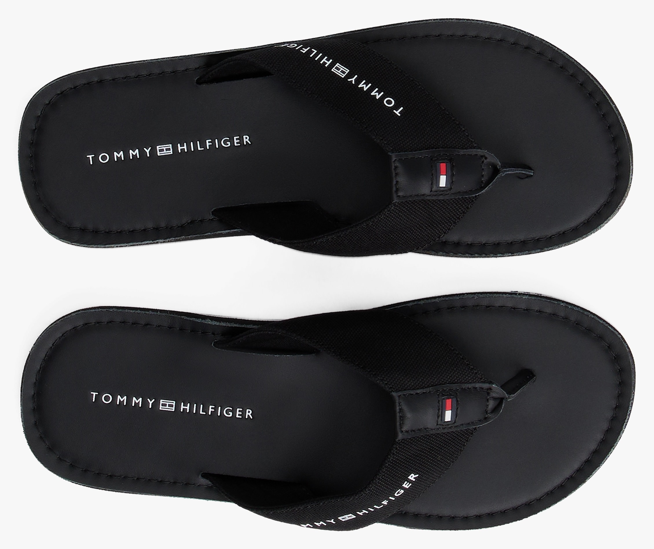 Tommy Hilfiger Zehentrenner »HILFIGER LEATHER BEACH SANDAL«, Sommerschuh, Strandschuh mit Logo