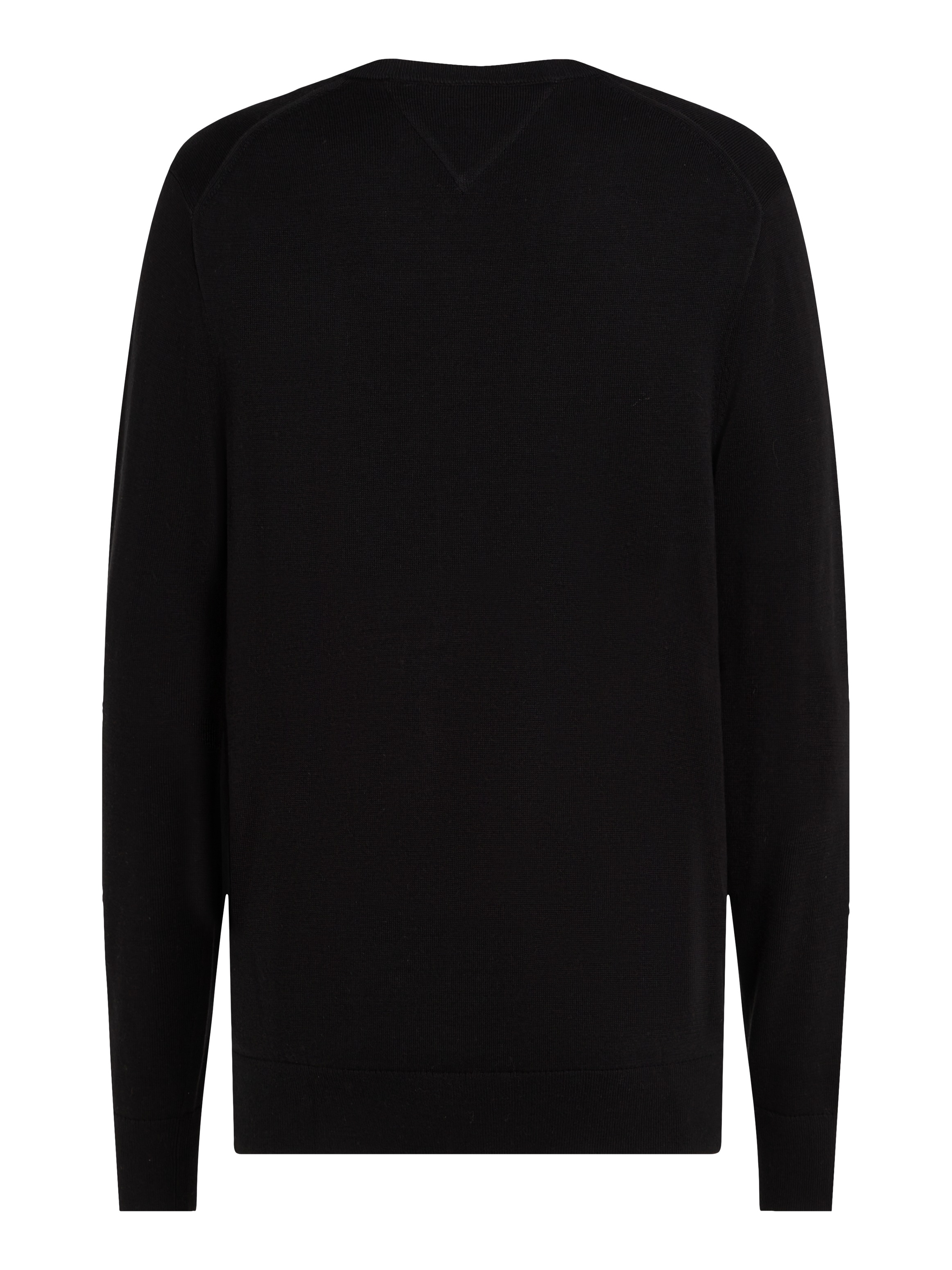 Tommy Hilfiger Strickpullover »ESSENTIAL COTTON V NECK mit V-Ausschnitt und Stickerei«, unifarben, casual, regular fit, Baumwolle, V-Ausschnitt