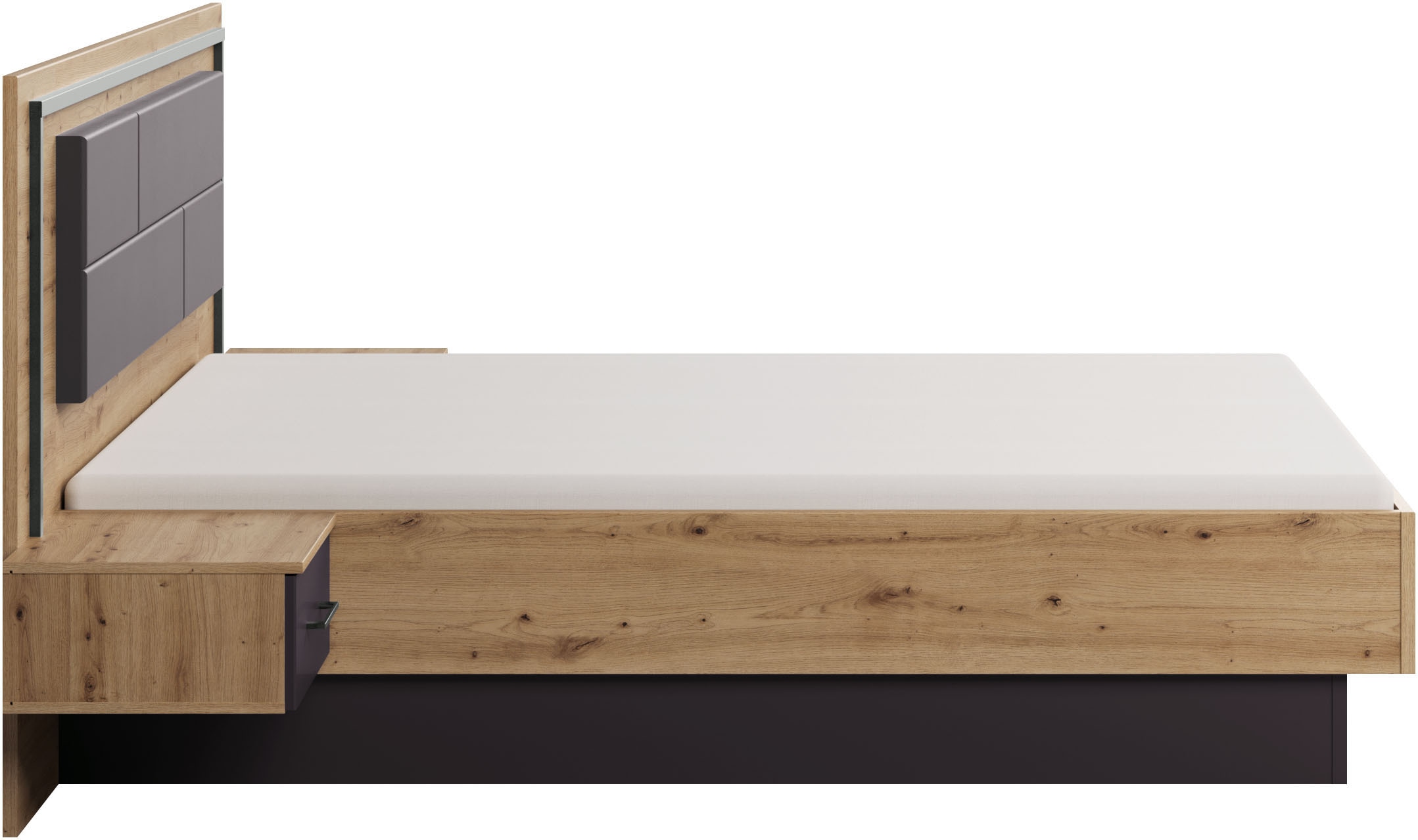 rauch Bettanlage »Bett Doppelbett Komortbett BILBAO-EXTRA« Set, Liegefläche 160x200 oder 180x200 cm, 3 tlg. tlg. Polster-Kopfteil in Lederoptik basalt, mit Beleuchtung MADE IN GERMANY