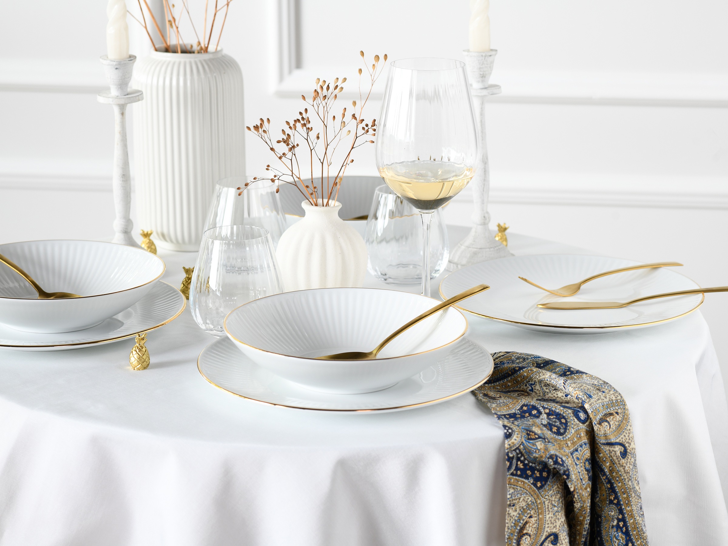 CreaTable Tafelservice »Valencia Gold, Tafel-Service 12-tlg«, (Set, 12 tlg.), Elegant, Goldrand