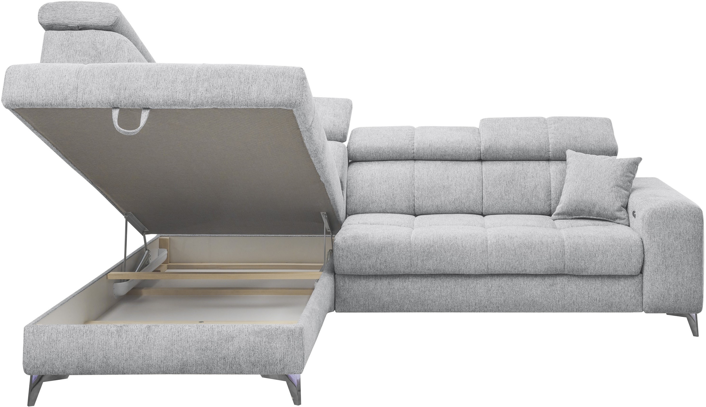ED EXCITING DESIGN Ecksofa »Sydney L-Form« mit Bettfunktion, Bettkasten, Kopfteilverstellung & 2 Zierkissen