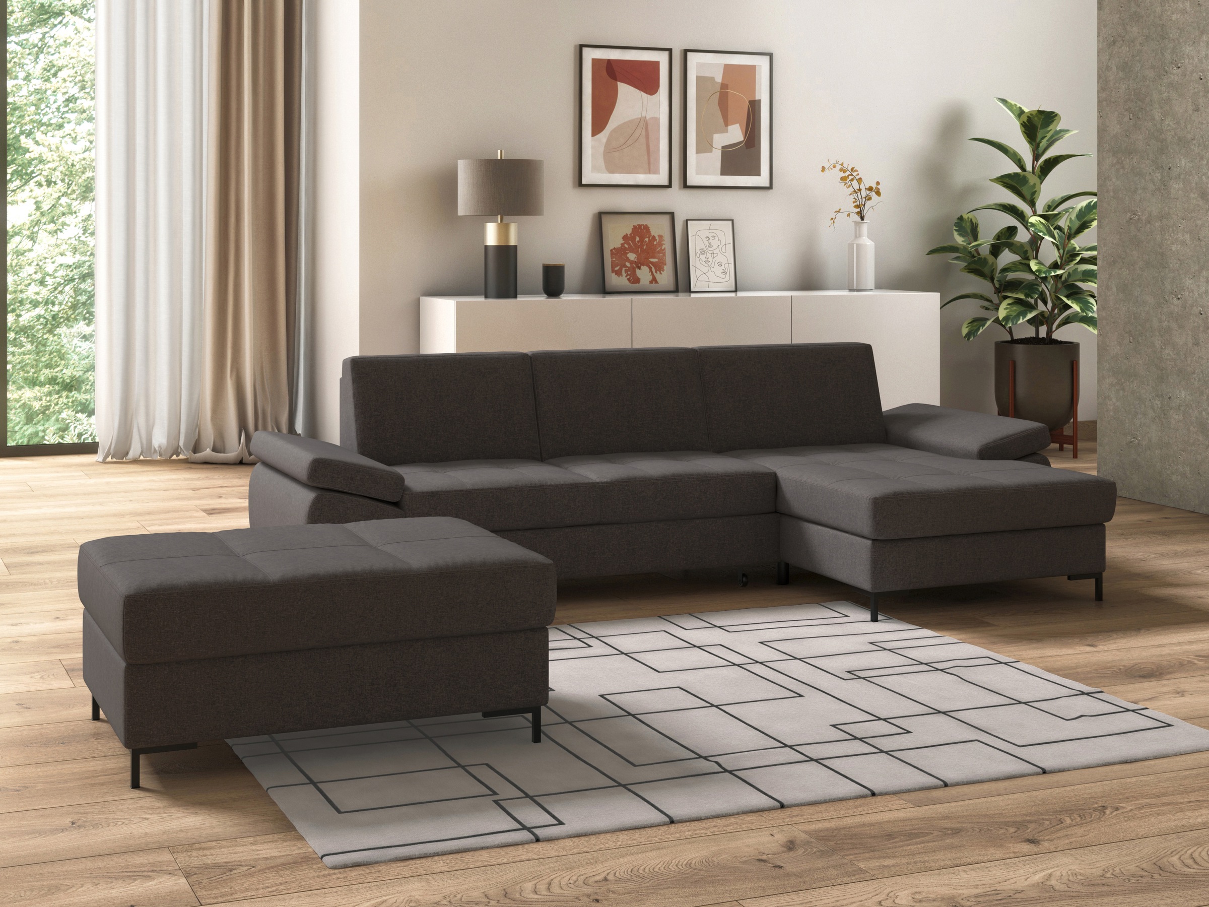 DOMO collection Ecksofa »Capelo L-Form«, mit Armteilverstellung, wahlweise mit Bettfunktion, Federkern