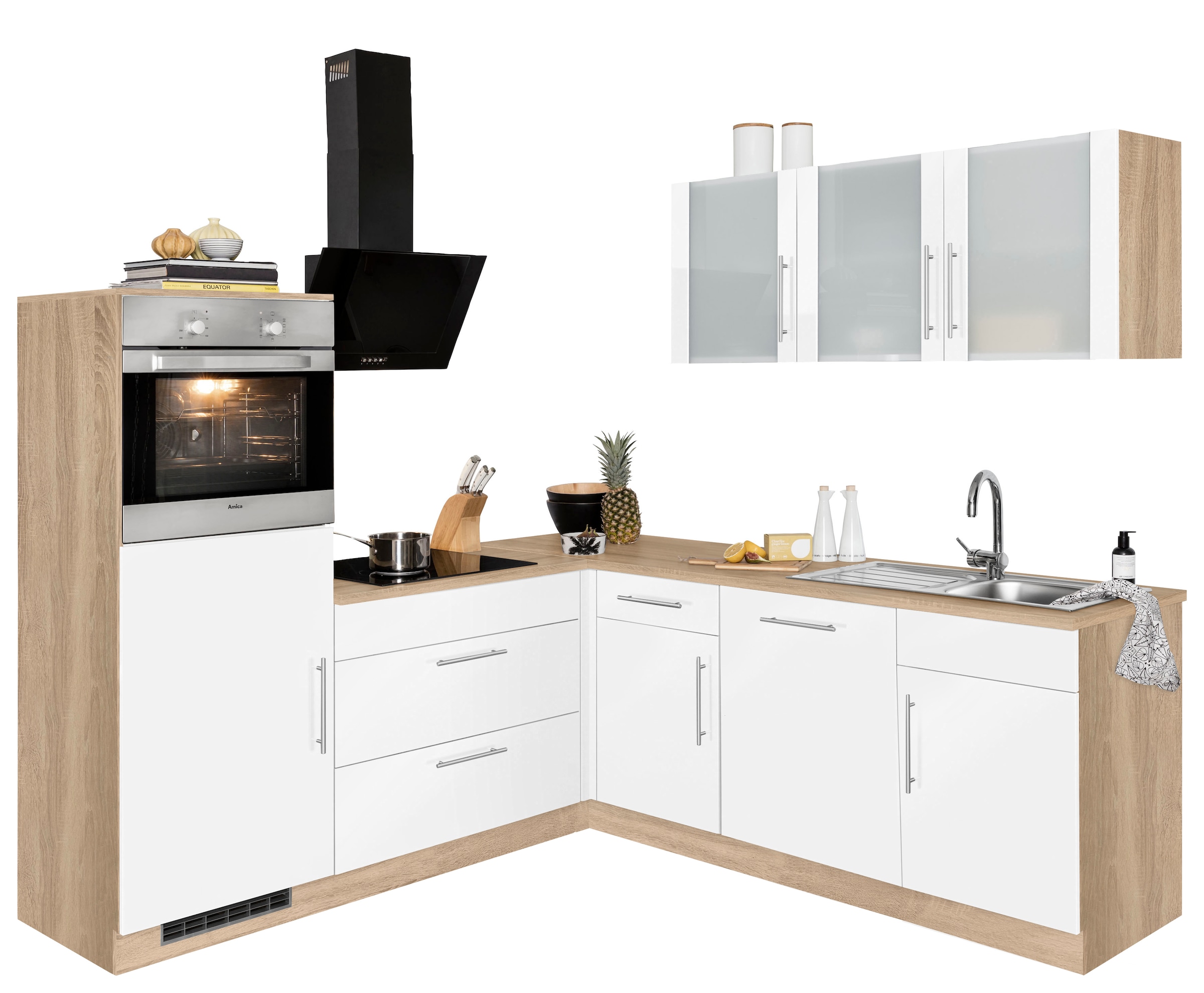 wiho Küchen Winkelküche »Cali«, mit E-Geräten, Stellbreite 210 x 220 cm  jetzt im %Sale