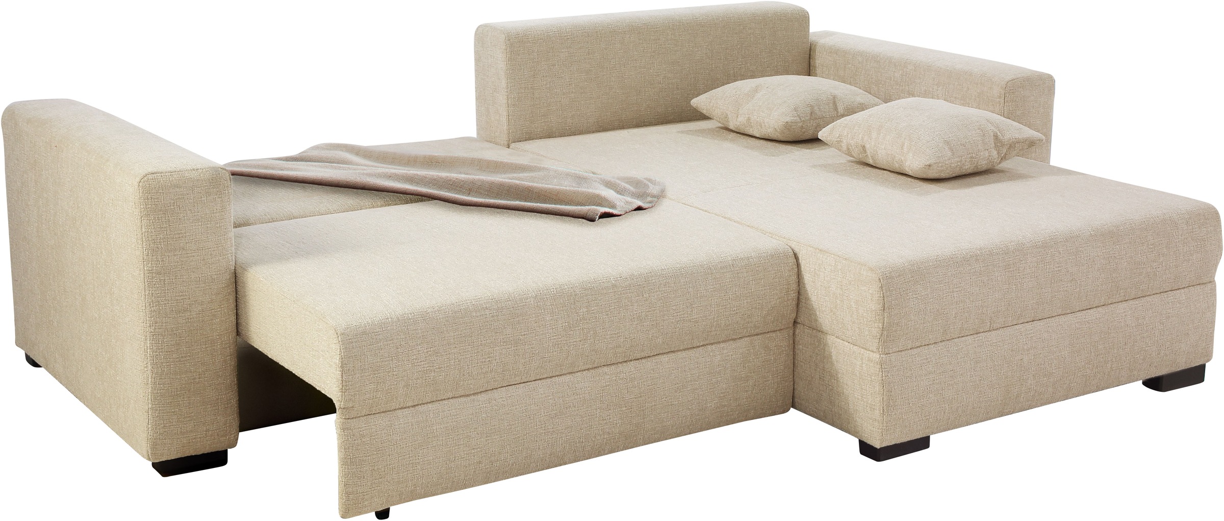 Jockenhöfer Gruppe Ecksofa »Saalbach, L-Form, Breite 261cm«, inkl. Bettfunktion & Bettkasten, Ottomane links/rechts montierbar