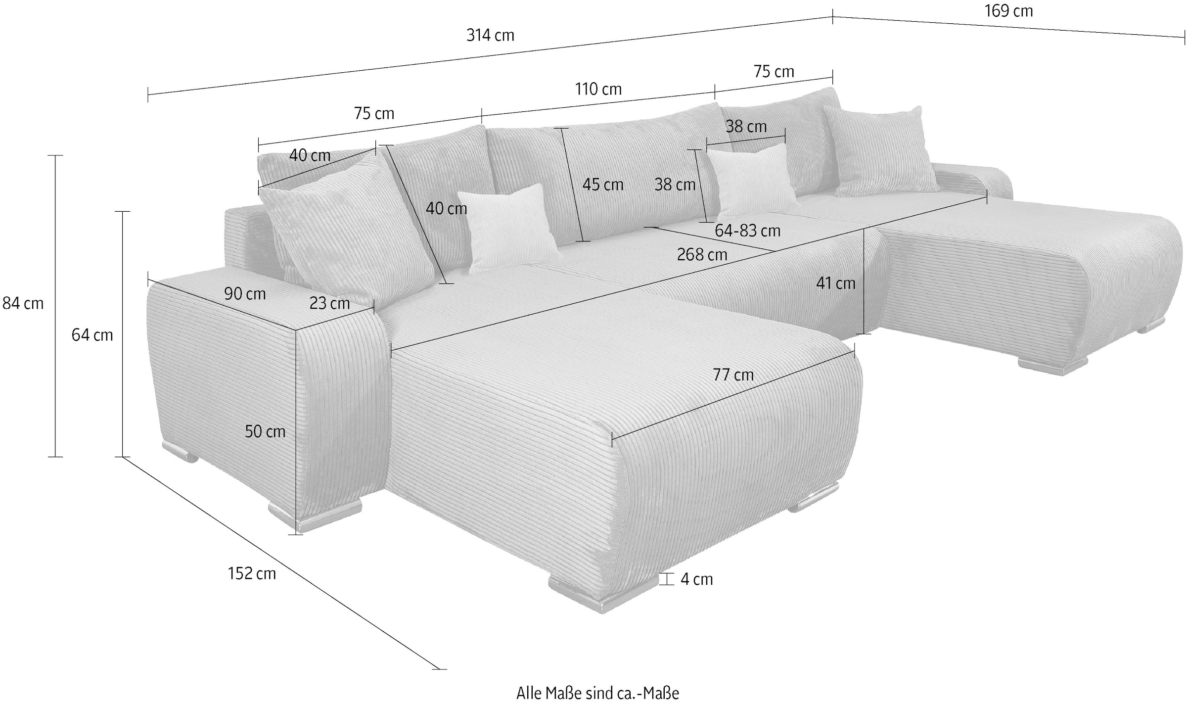 COLLECTION AB Wohnlandschaft »Wohnlandschaft,2 Ottomane,Bonnelfederkern,Rückenkissen« Wohnlandschaft,2 Ottomane,Bonnelfederkern,Rückenkissen