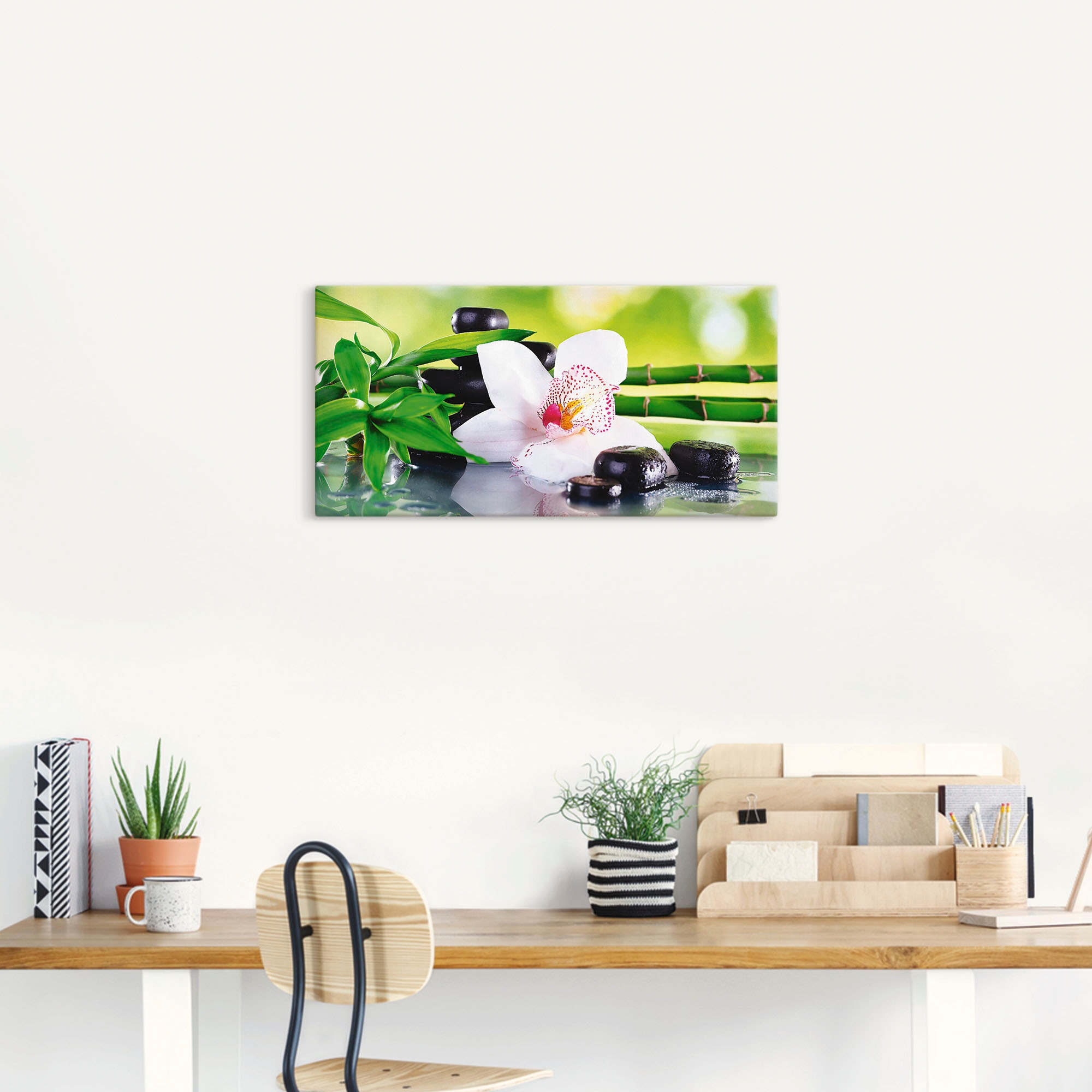 Artland Wandbild »Spa Steine Bambus Zweige Orchidee«, Zen, (1 St.), als Alubild, Outdoorbild, Leinwandbild, Poster, Wandaufkleber