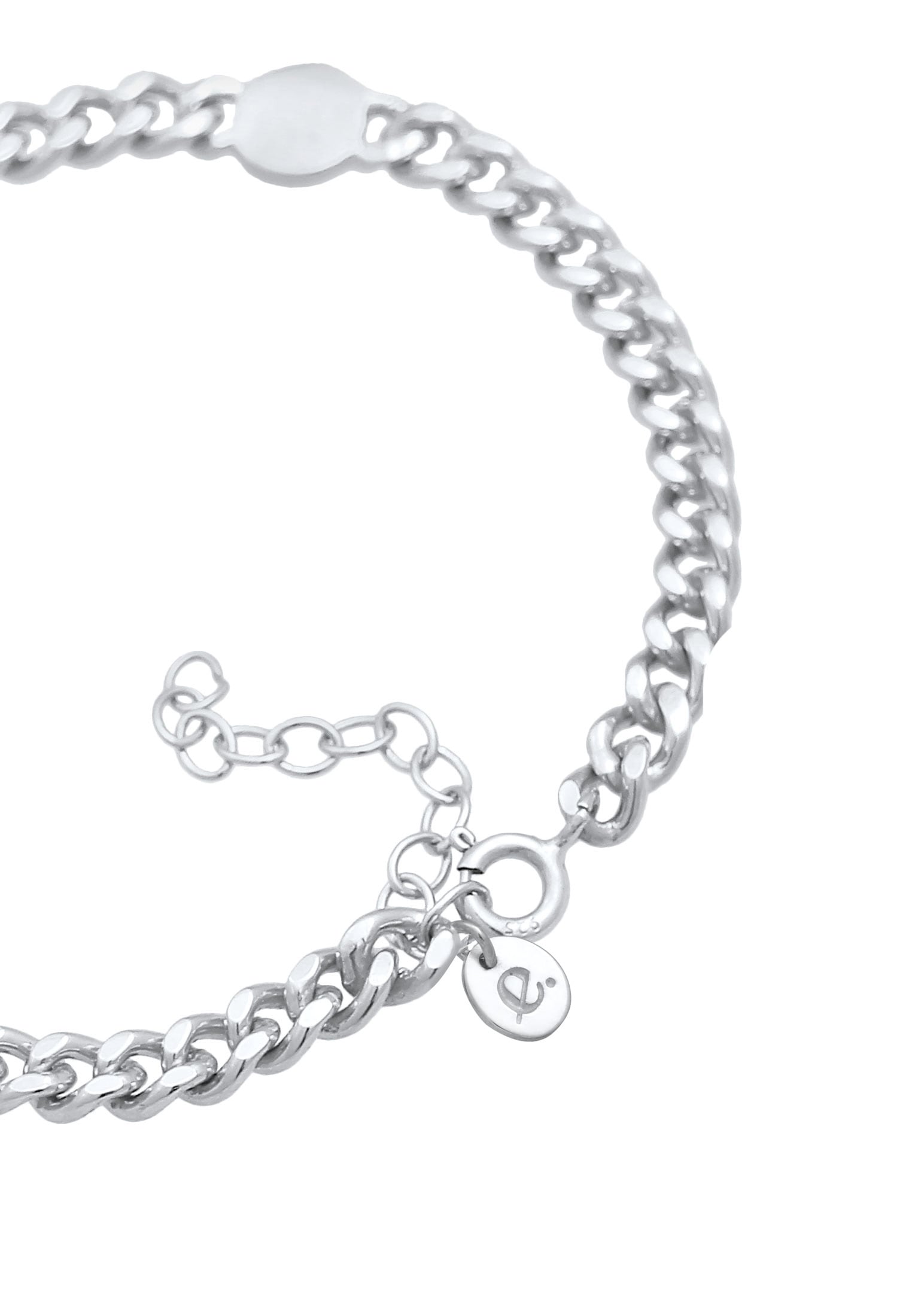 Elli Premium Armband »Panzerkette Chunky Chain Plättchen Disc 925 Silber«