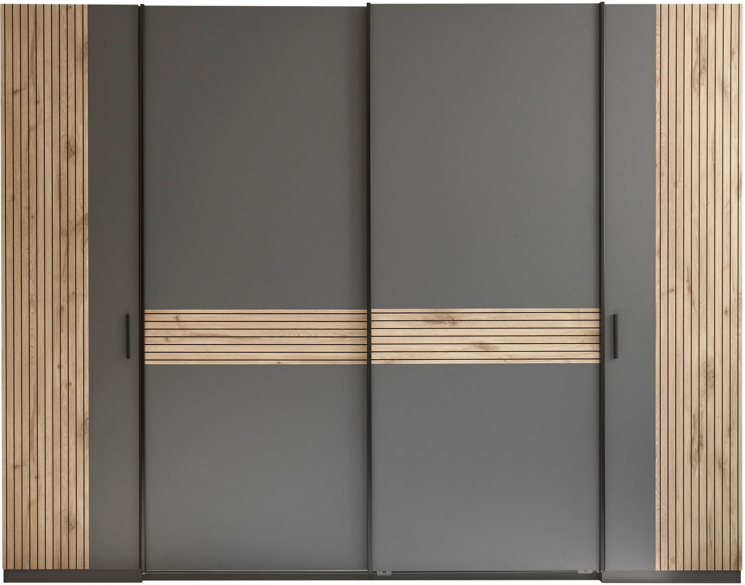 Schlafkontor Kleiderschrank »Daria Drehtürenschrank, Schwebetürenschrank, Schiebetürenschrank«, Absetzung in Viking Oak heller Rillenoptik