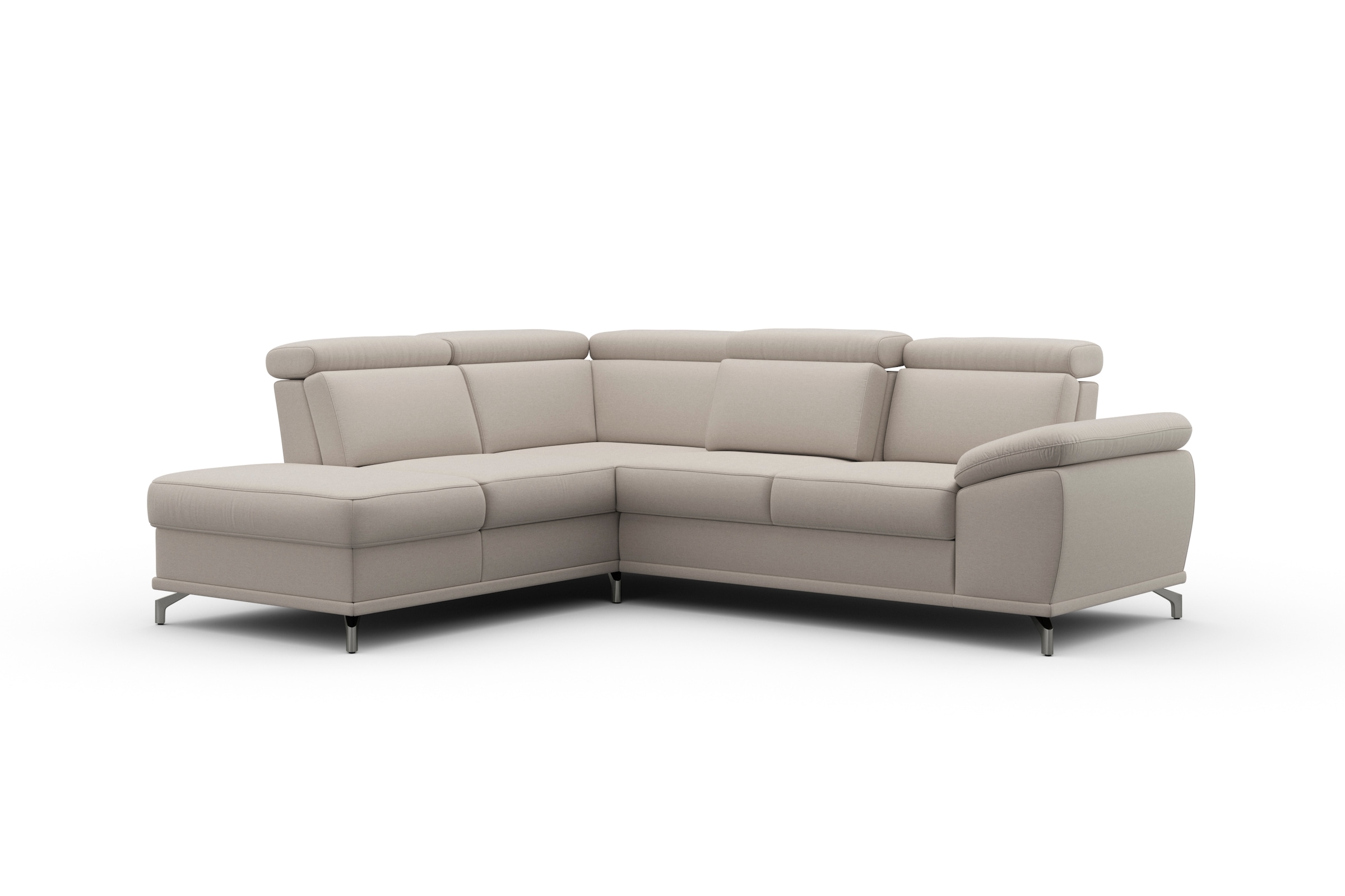sit&more Ecksofa »Cabrio L-Form, mit Sitztiefenverstellung, Arm- und Kopfteilverstellung«, 3 Nierenkissen, Federkern, optional Bettfunktion und Stauraum