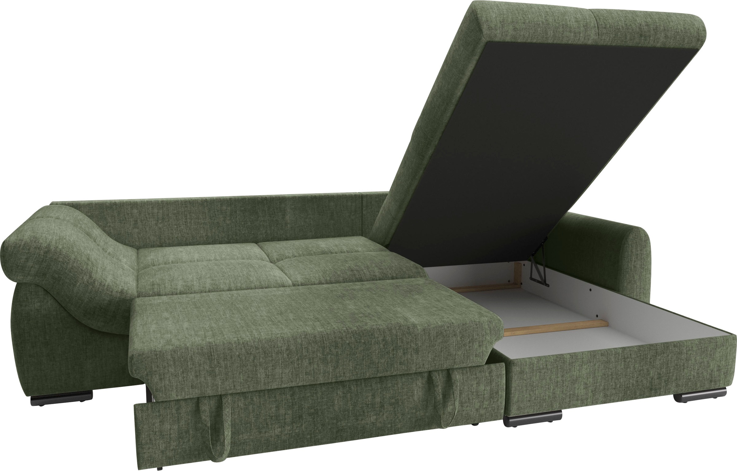 Mr. Couch Ecksofa »Livorno DuraFlex L-Form«, inkl. Hochschläfer-Bettauszug, XL-Bettkasten weiß beschichtet