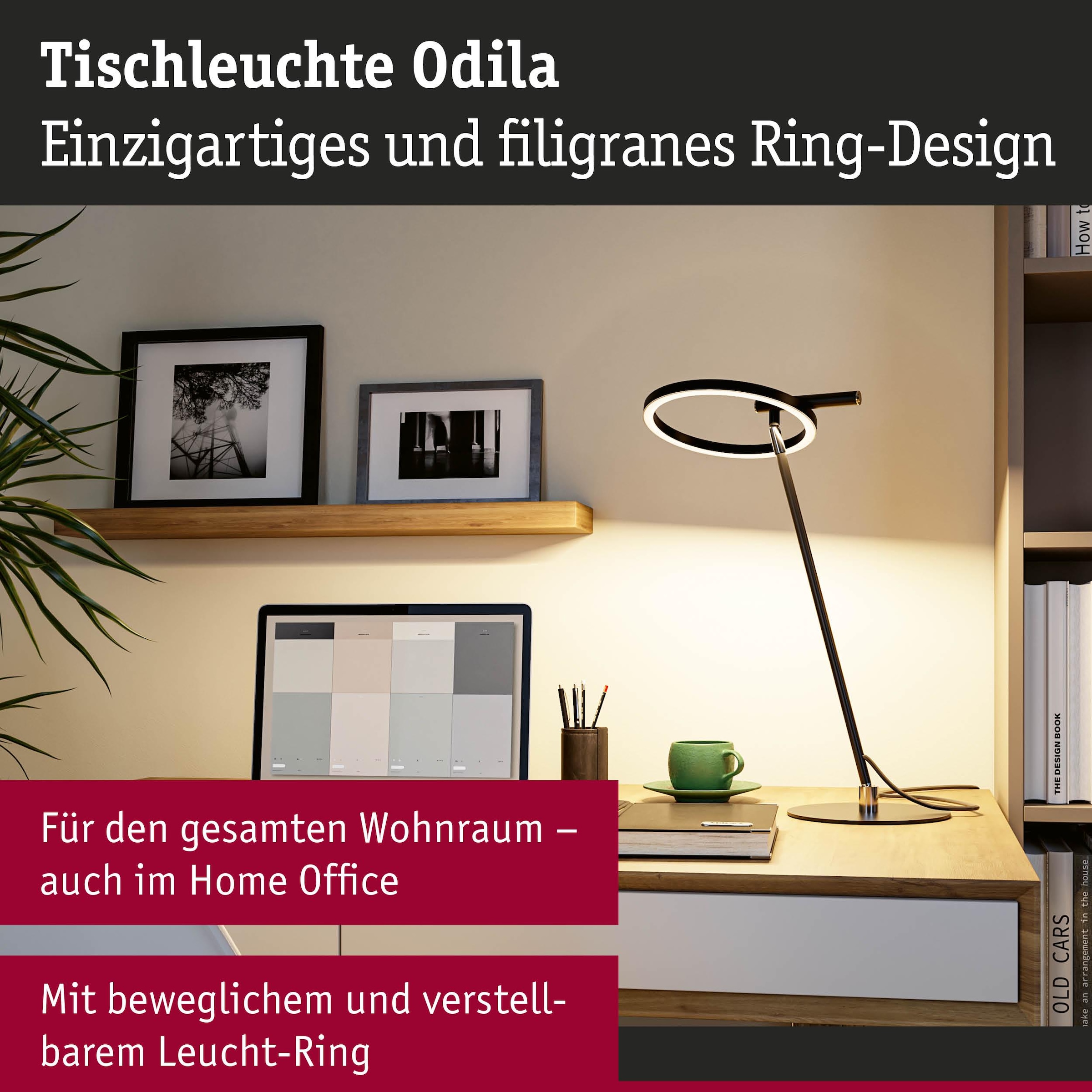 Paulmann LED Schreibtischlampe »Odila Tunable White 650lm 10,4W Schwarz matt, Chrom« LED-Modul 1 Stk. Tageslichtweiß Memoryfunktion