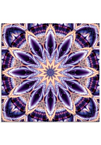 Glasbild »Mandala Stern lila«, Muster, (1 St.)