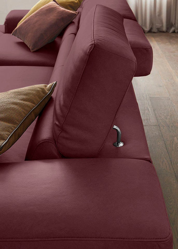 W.SCHILLIG Ecksofa »piedroo, Designsofa mit tollem Sitzkomfort, bequem und elegant, L-Form«, Kopfteilverstellung, wahlweise mit Sitztiefenverstellung, Breite 343cm