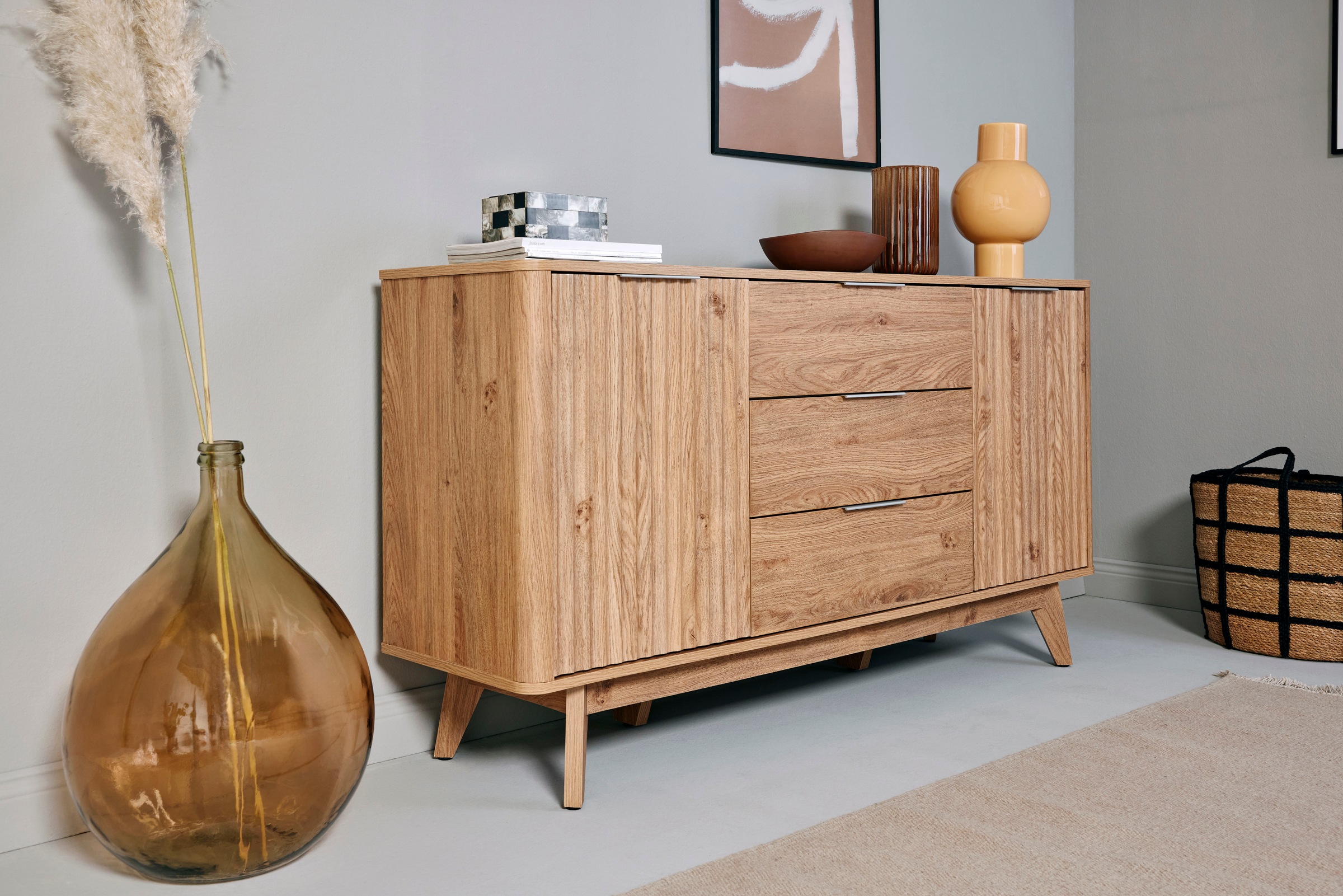 Jahnke Sideboard »WAVE SB 150«, (1 St.), Sideboard, Retro-Stil, Front in Wellendesign, Breite ca. 150 cm