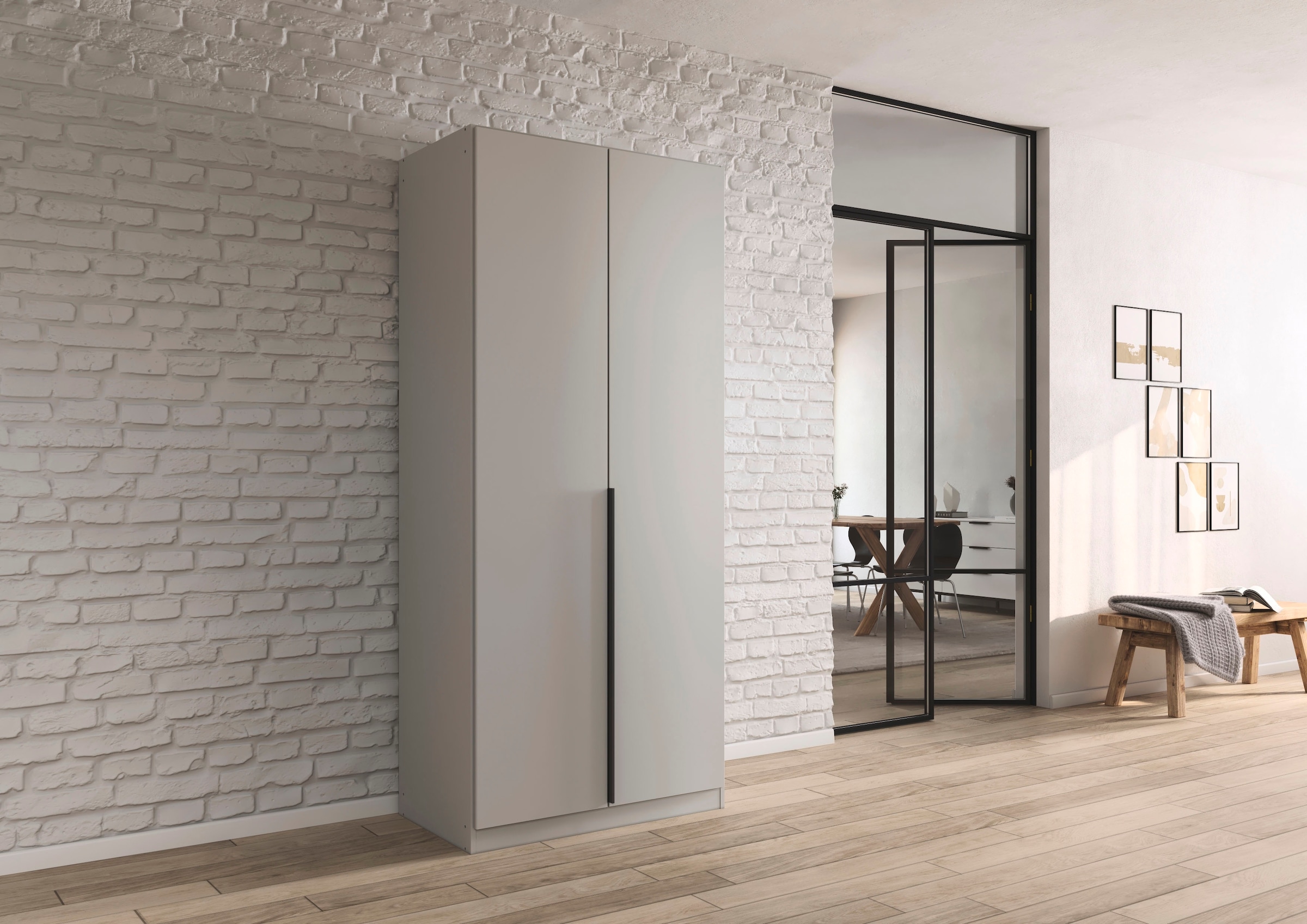 rauch Drehtürenschrank »Kleiderschrank Schrank Garderobe AGORDO TOPSELLER Schlafzimmer«, (in zwei Griff-Farben mit Dekor- oder Hochglanzfront), durchdachte Innenausstattung, in 6 Breiten und 2 Höhen MADE IN GERMANY