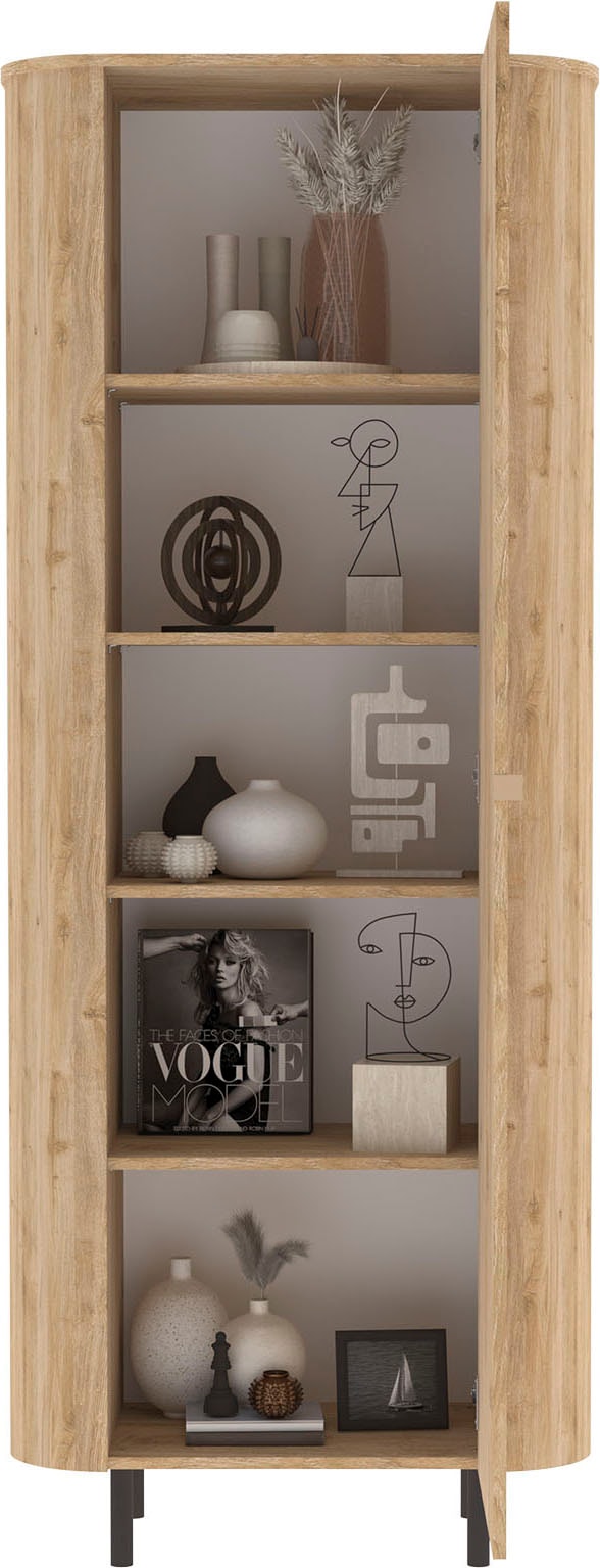 Home affaire Hochschrank »Murano, Stauraumschrank H 200 cm, B 80 cm, 1 Tür, Mehrzweckschrank« Formgebogenes MDF, Stirnseiten mit Rundung, Füße und Griffe aus Metall