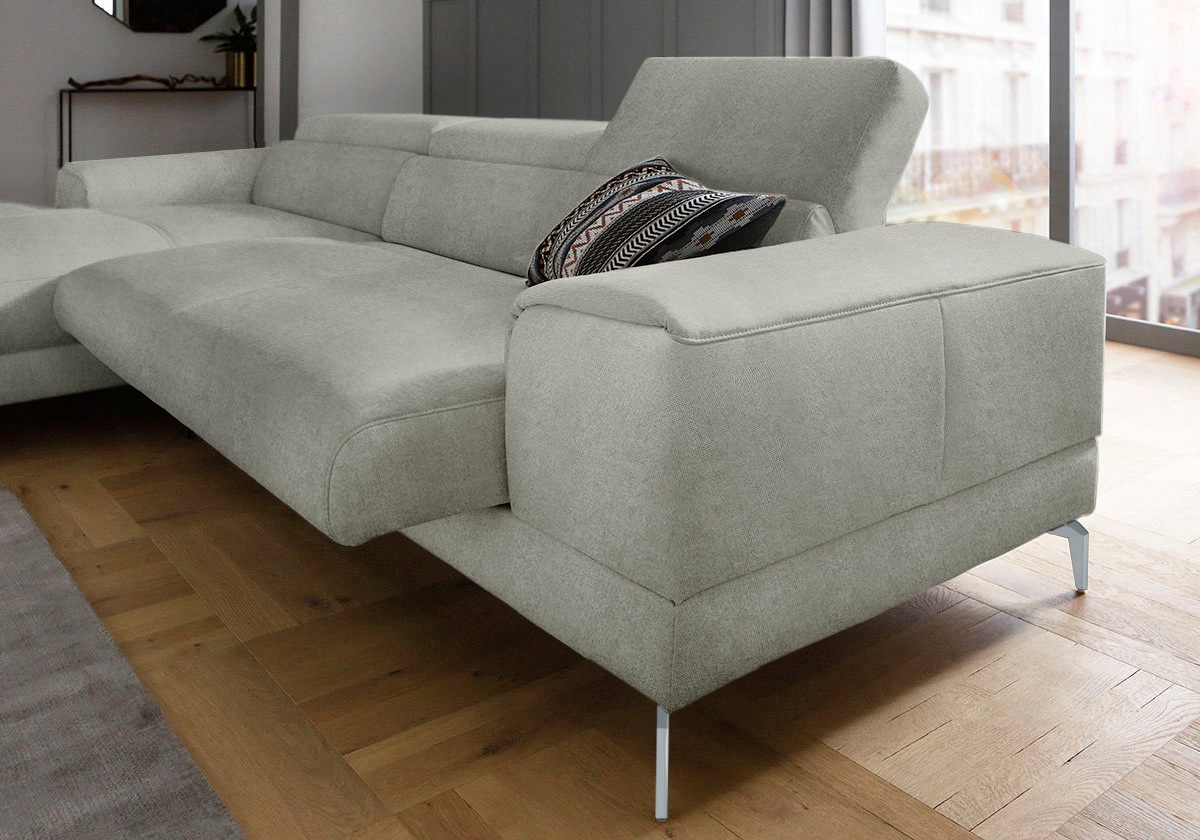 W.SCHILLIG Ecksofa »piedroo, Designsofa mit tollem Sitzkomfort, bequem und elegant, L-Form«, Kopfteilverstellung, wahlweise mit Sitztiefenverstellung, Breite 303cm