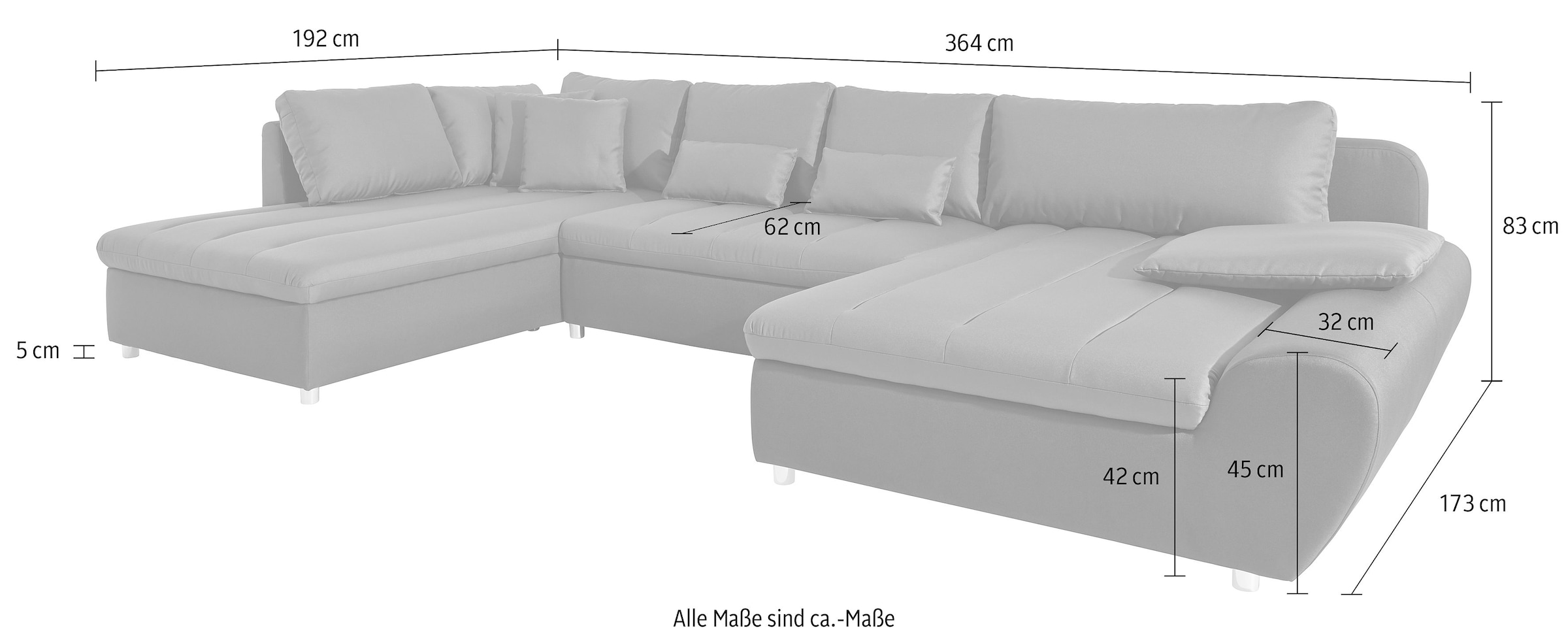 sit&more Wohnlandschaft »Bandos U-Form«, in 2 unterschiedlichen Größen, wahlweise mit Bettfunktion + Bettkasten