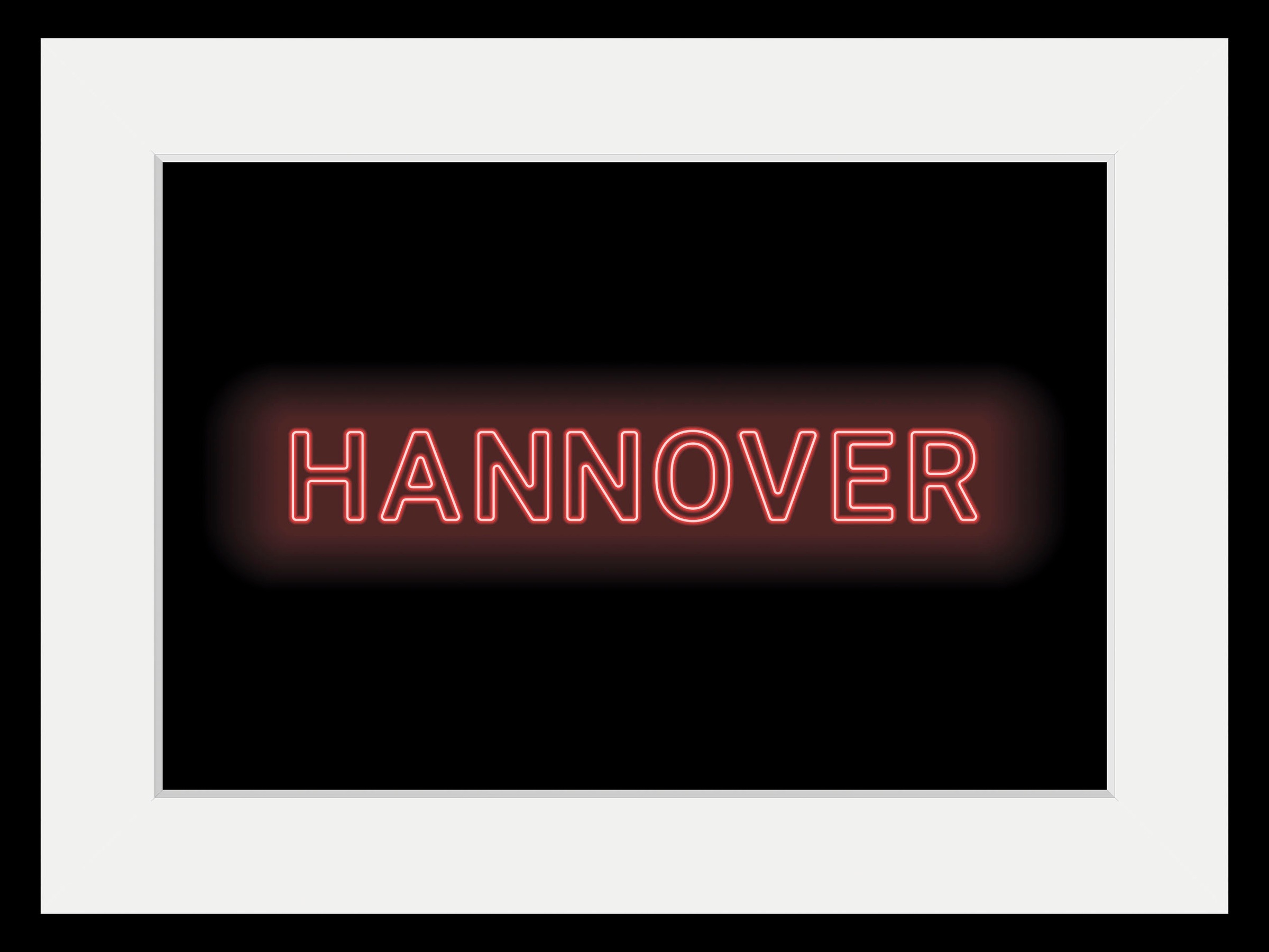 queence Bild »HANNOVER LIGHTS«, Städte-Schriftzug, (1 St.), HD Premium Poster-Druck inkl. Holzrahmen