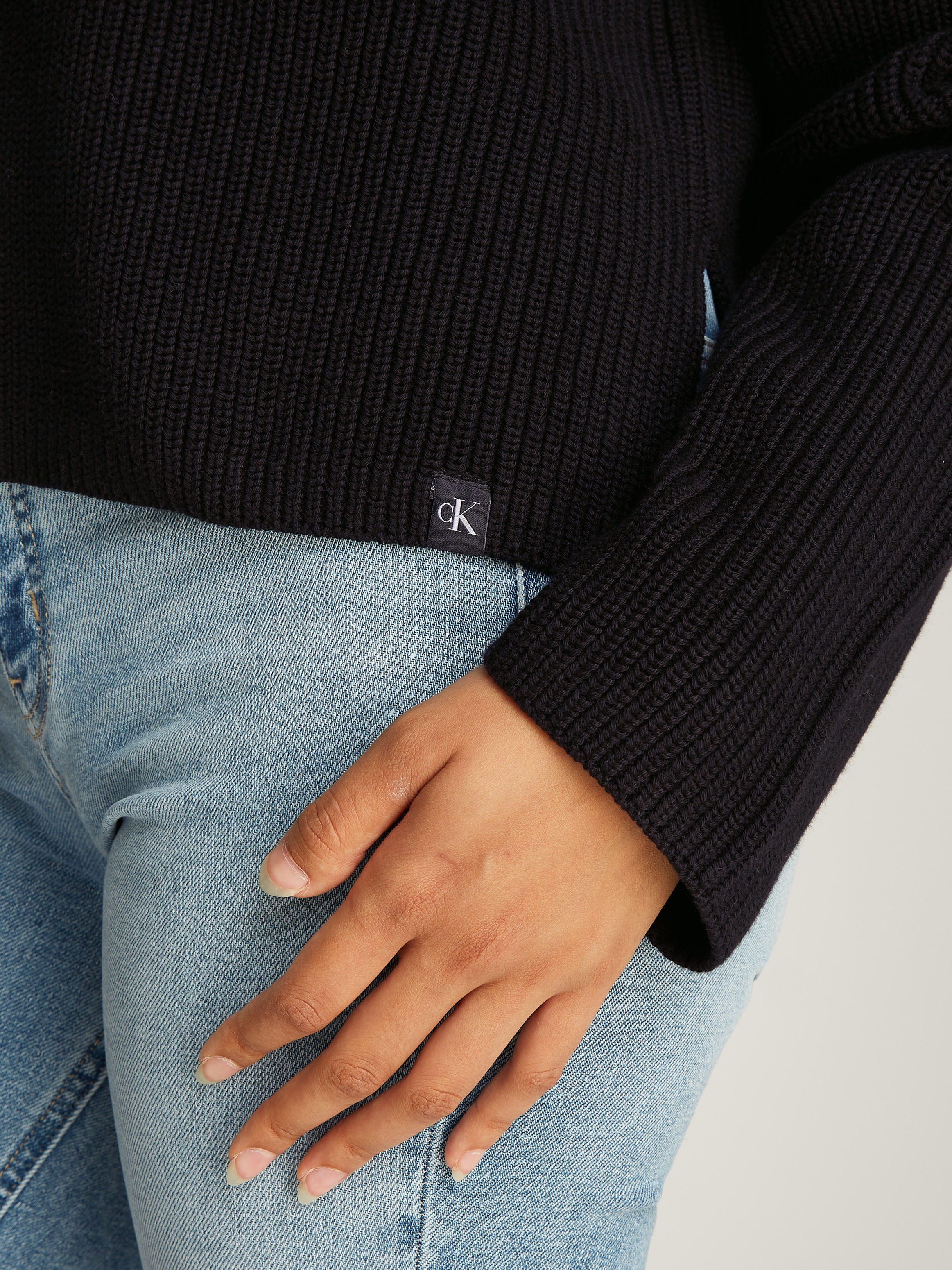 Calvin Klein Jeans Rollkragenpullover »CHUNKY LOOSE HIGH NECK SWEATER«, mit Logopatch