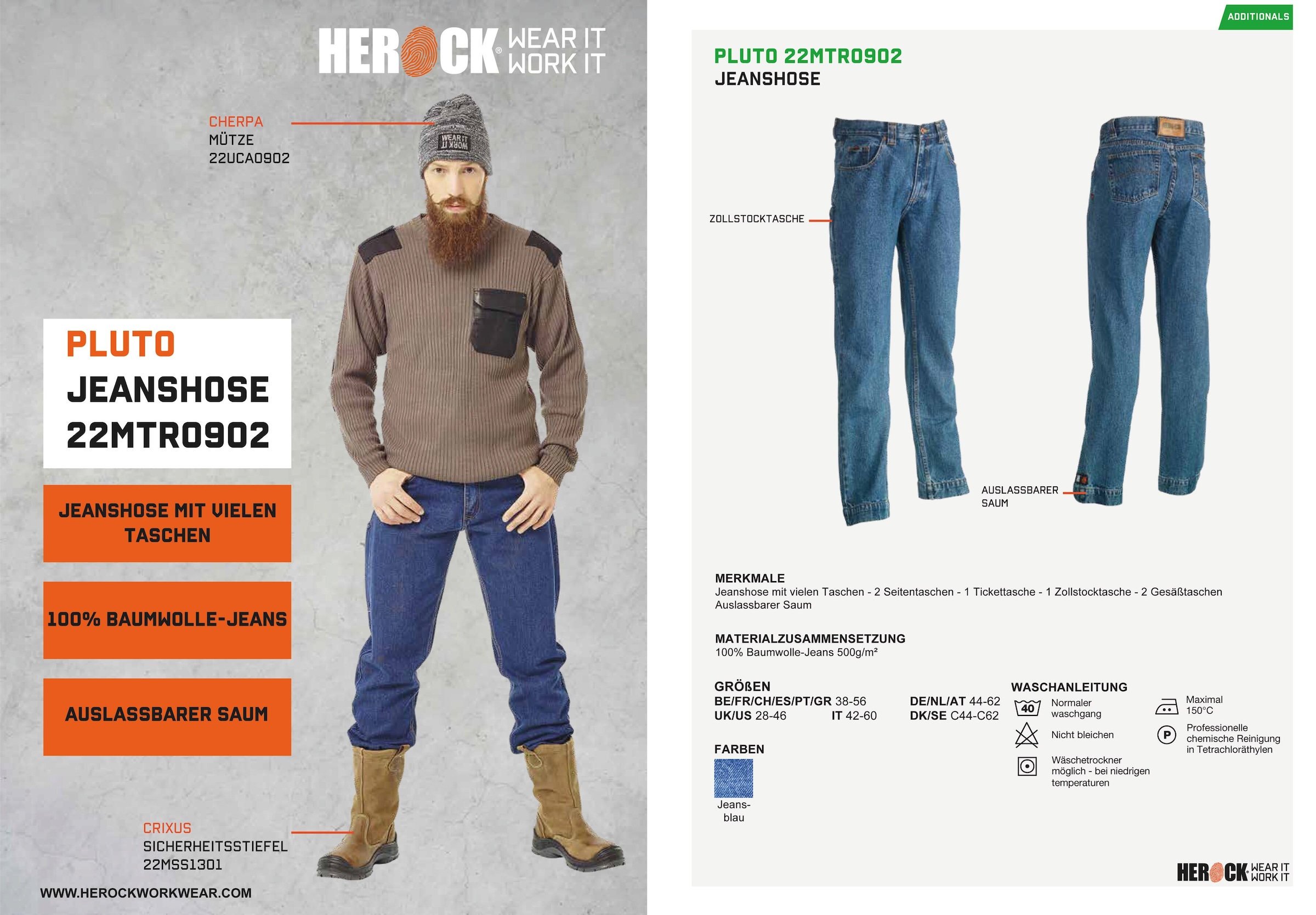 6 schwer kaufen Reine Herock Arbeitshose angenehmer online Jeanshose«, »Pluto entzündbar, Baumwolle, Tragekomfort, Taschen