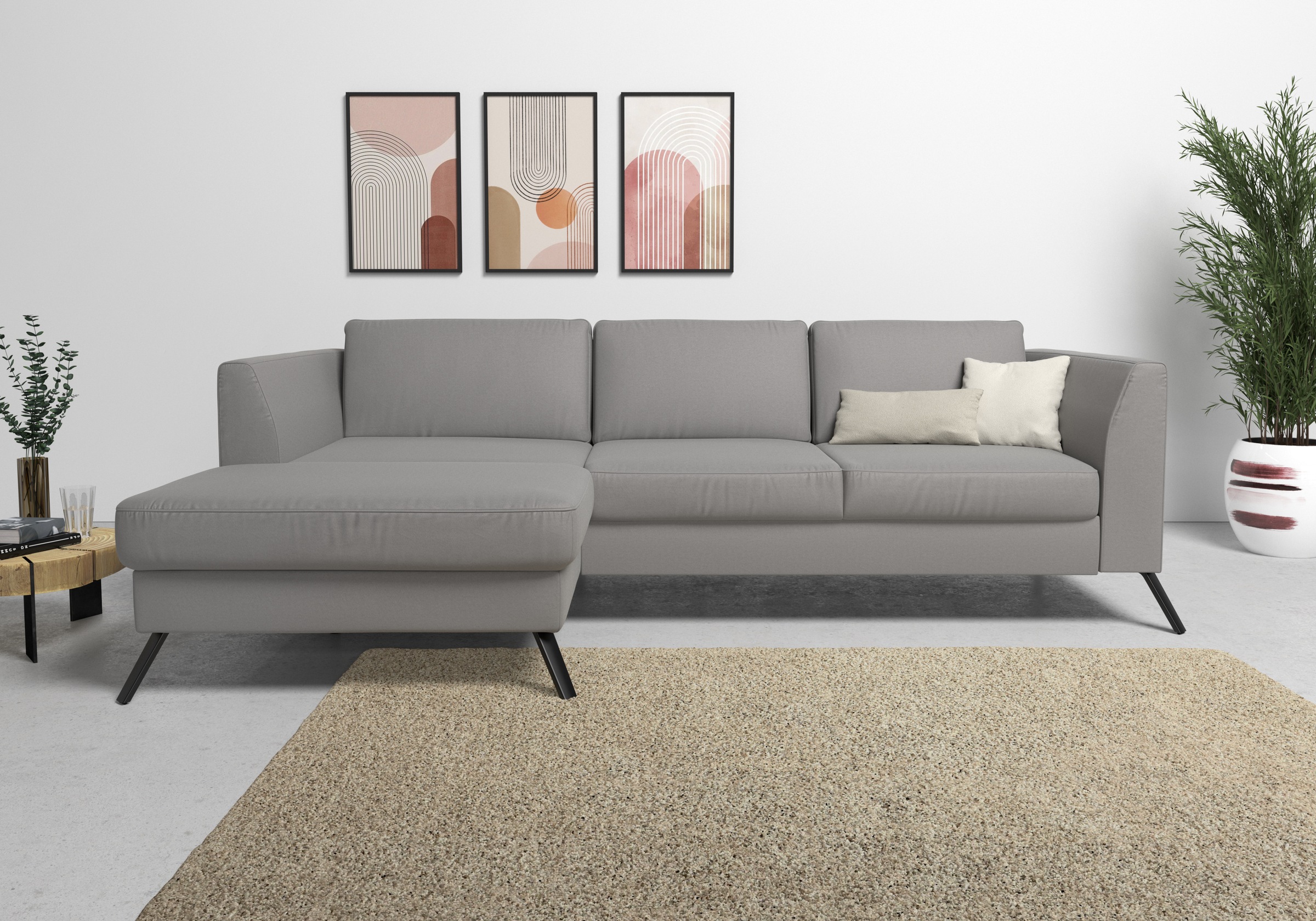sit&more Ecksofa »Olsen L-Form«, inklusive Sitztiefenverstellung, wahlweise mit Bettfunktion, 15cm hoch