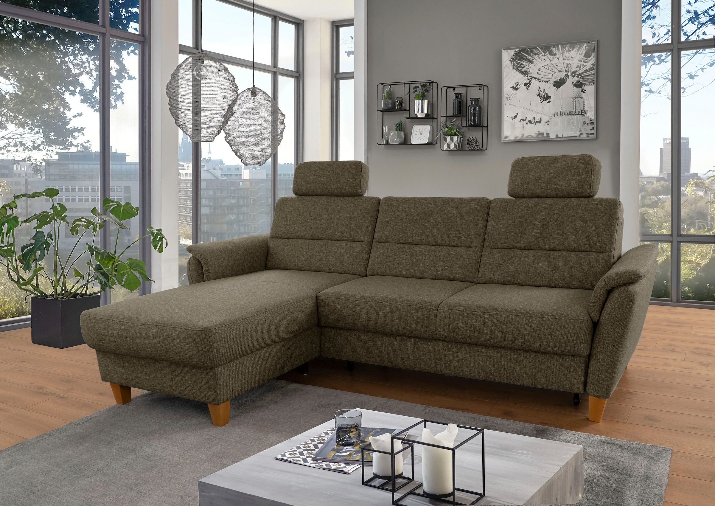 Home affaire Ecksofa »Palmera L-Form«, Federkern, wahlweise mit Bettfunktio günstig online kaufen