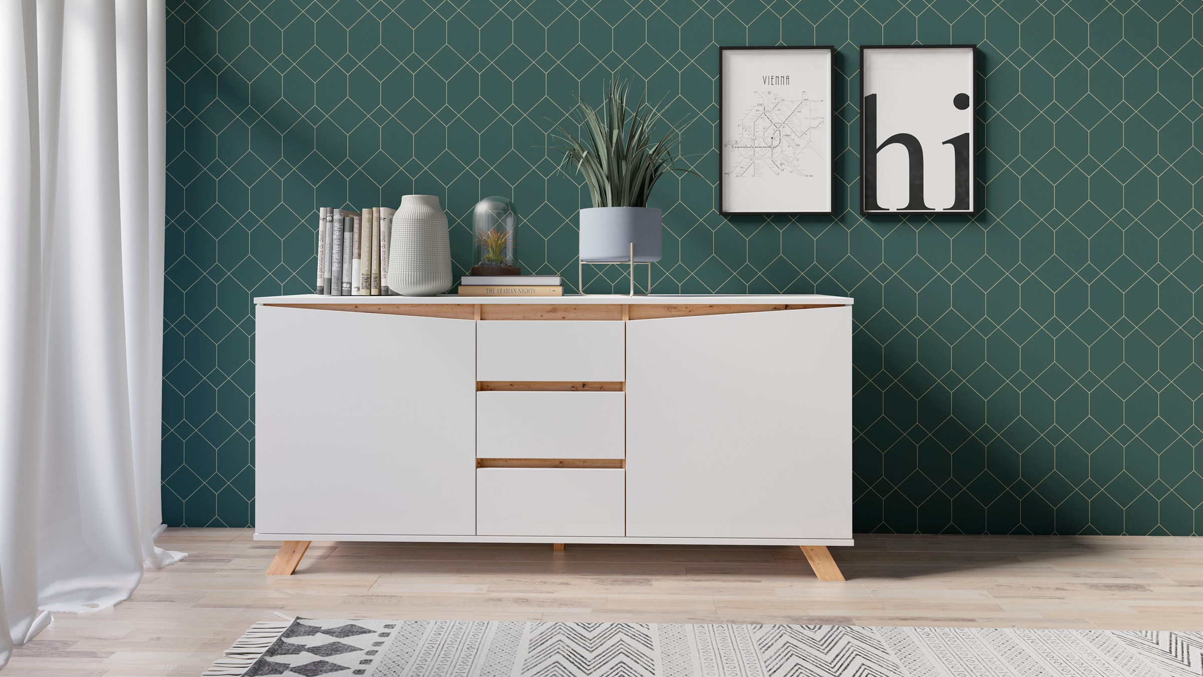 Homexperts Sideboard »Vicky«, Breite 160 cm oder 180 cm, in matt weiß