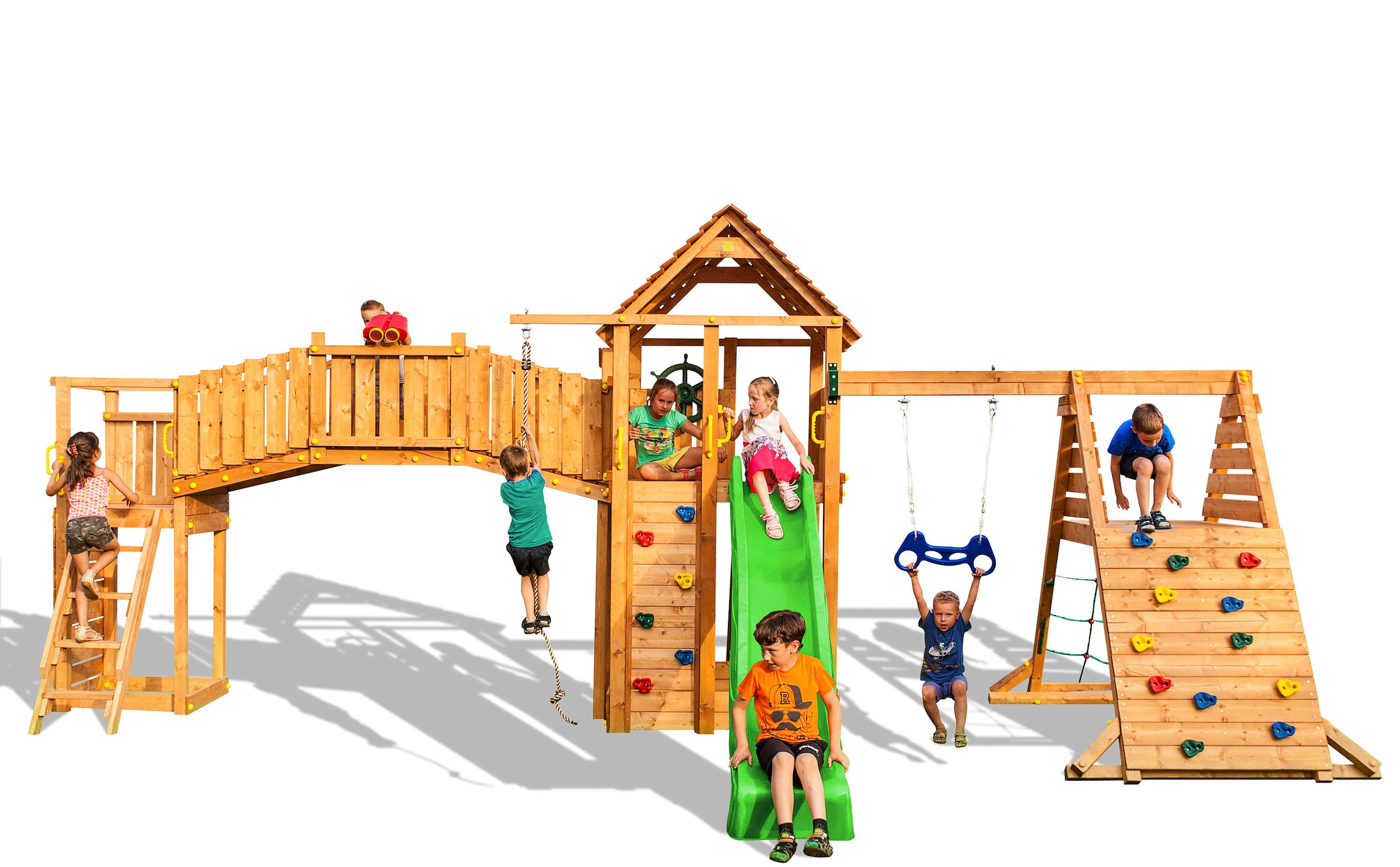 FUNGOO Spielturm »MAXI SET FUN GYM«, mit Schaukel & Rutsche, Klettererweiterung, Sandkasten