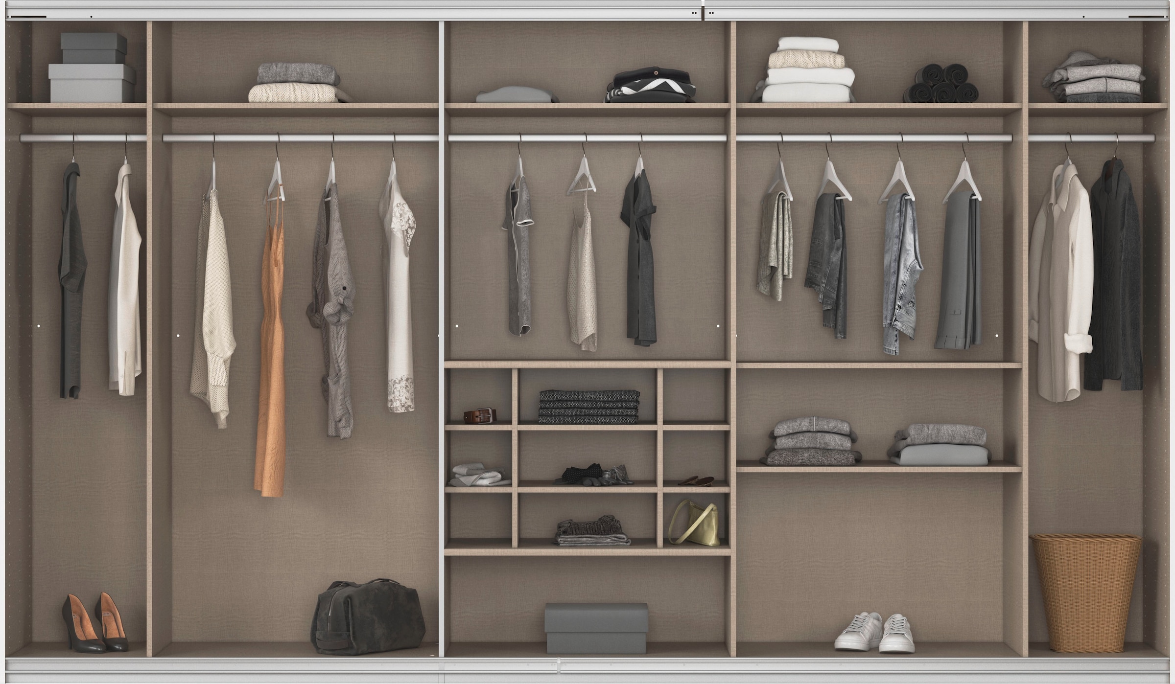 rauch Schwebetürenschrank »Kleiderschrank Schrank Garderobe Wäscheschrank TOMA mit Passepartout«, inkl. Regaleinsatz sowie zusätzlichen Einlegeböden MADE IN GERMANY