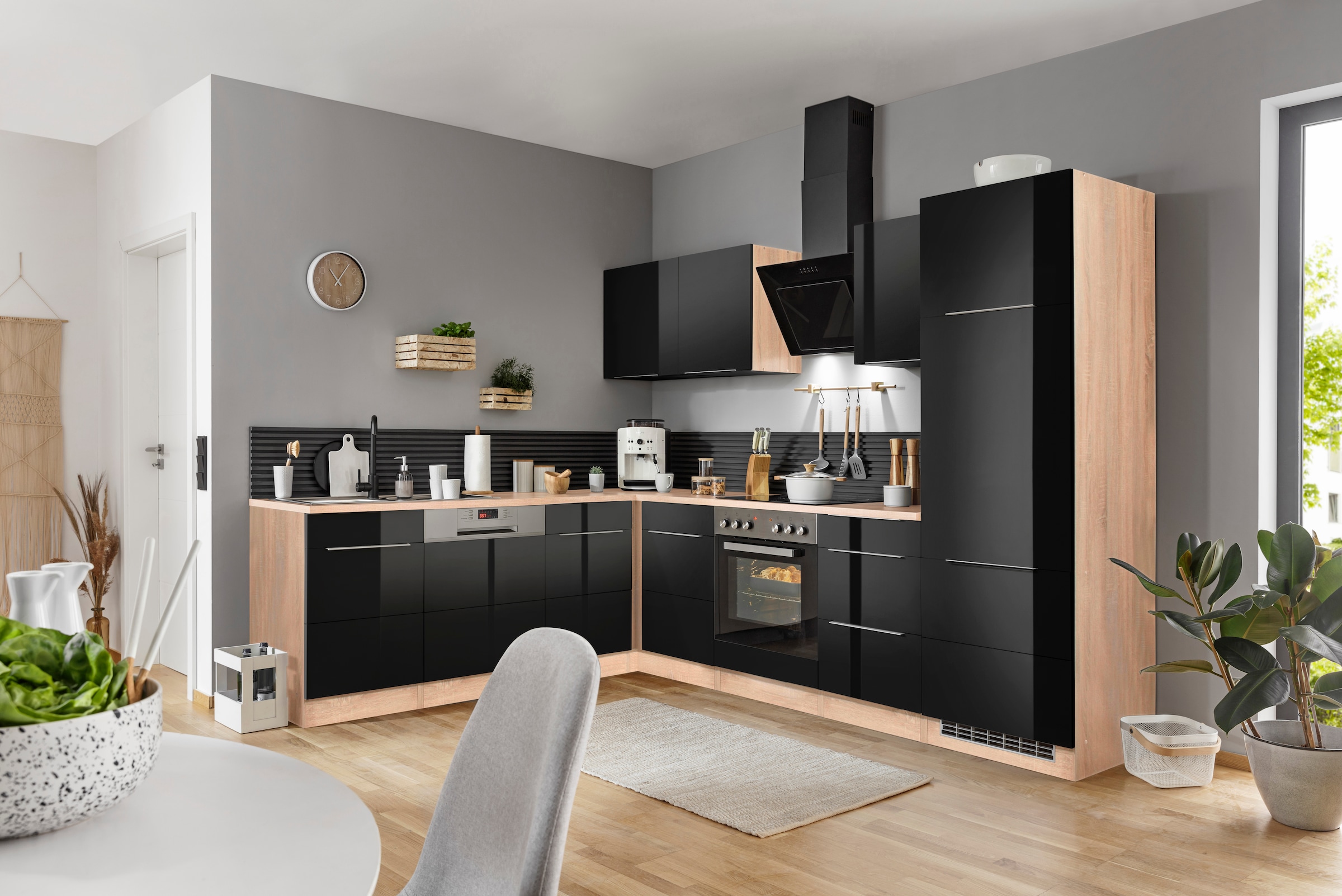 KOCHSTATION Winkelküche »KS-Brindisi« Stellbreite 220/280 cm, wahlweise mit E-Geräten, mit MDF-Fronten