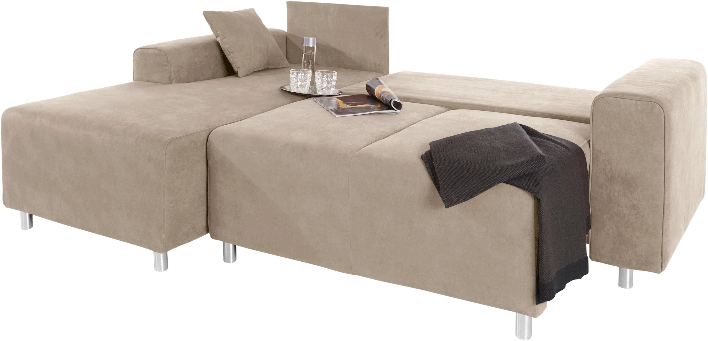 Guido Maria Kretschmer Home&Living Ecksofa »Györ«, L-Form, wahlweise mit Bettfunktion und Bettkasten incl. 2 Zierkissen