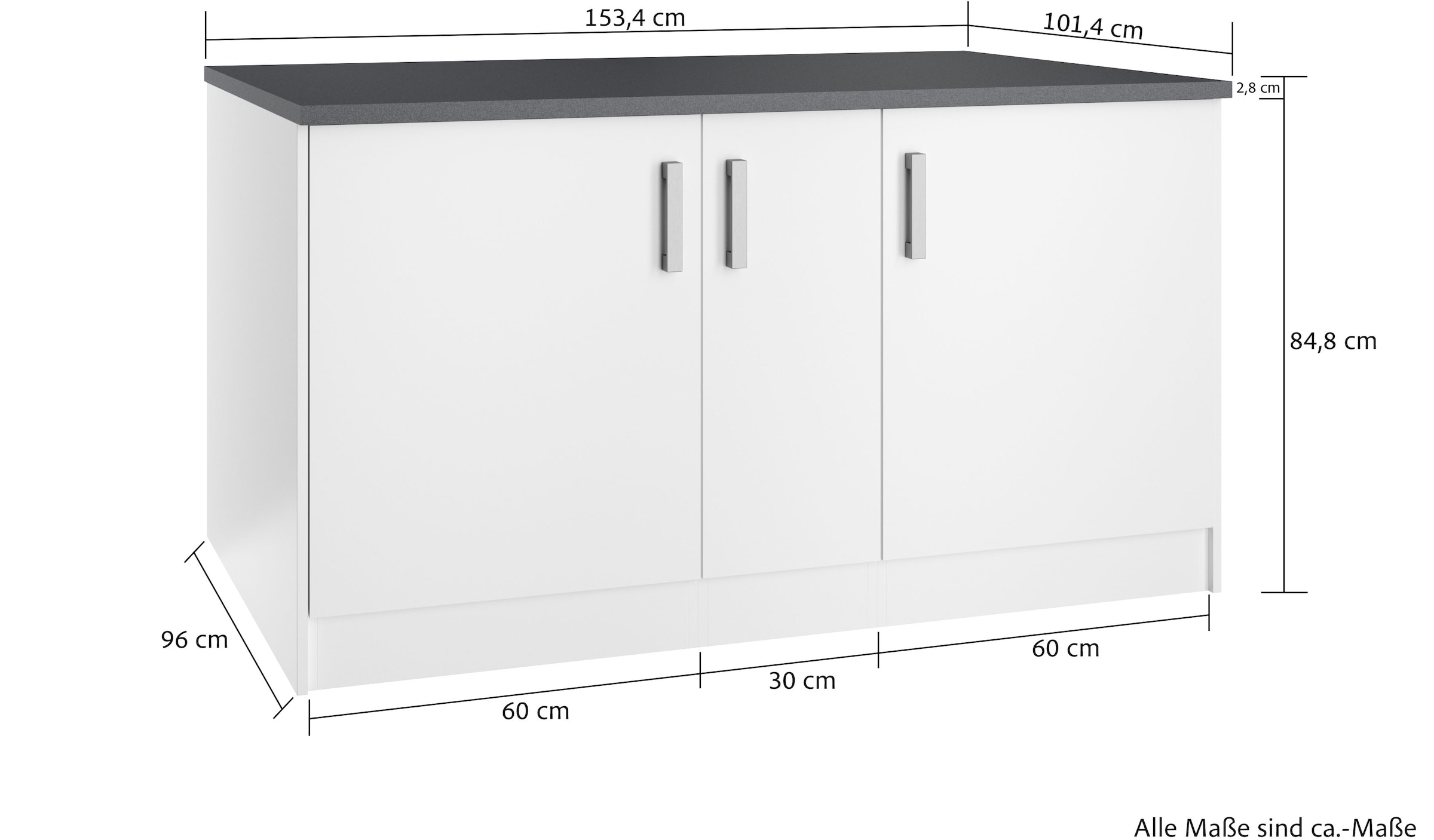KOCHSTATION Kücheninsel »KS-Toronto«, Breite 153 cm, MDF-Fronten, Flaschenregal