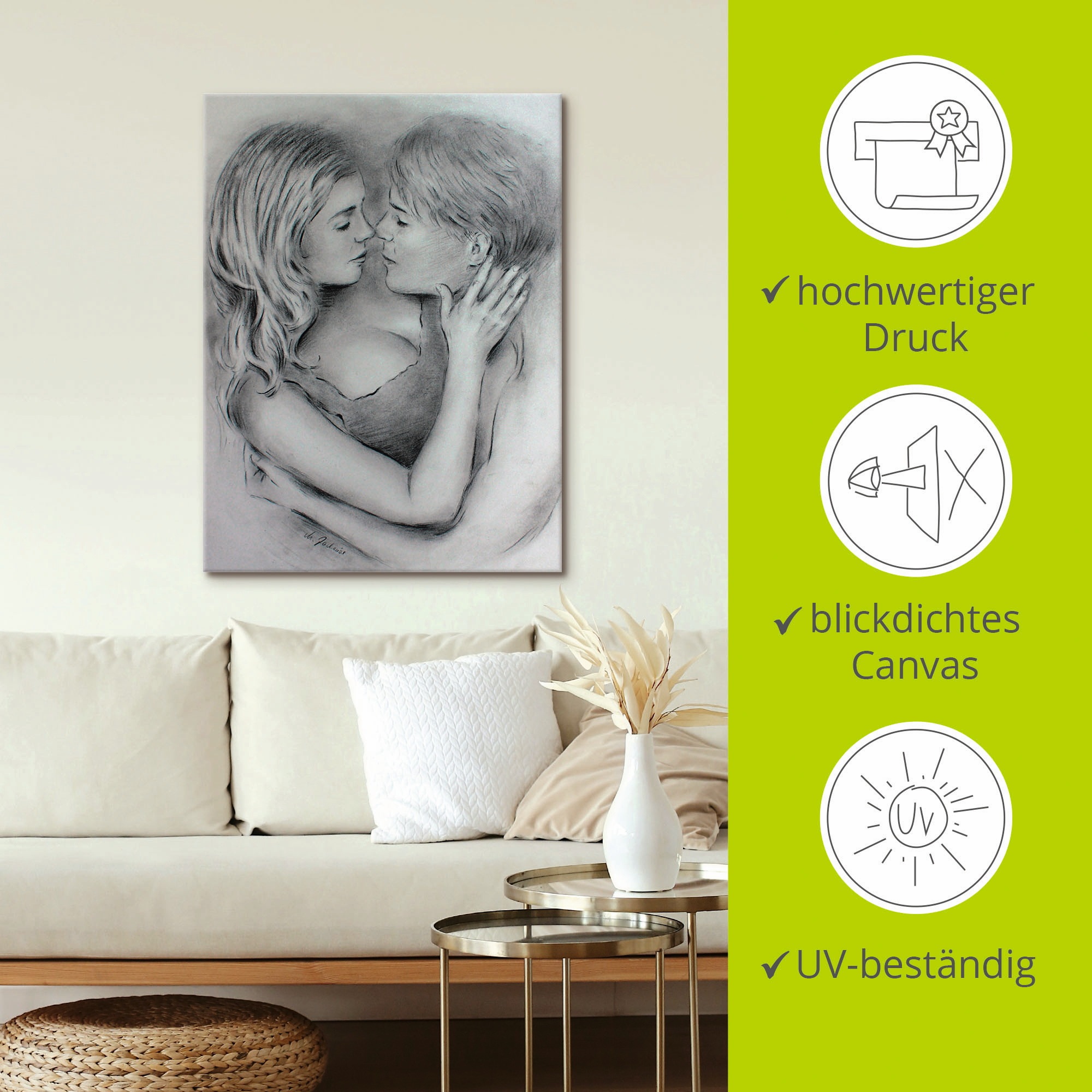Artland Wandbild »Liebesgeflüster«, Paar, (1 St.), als Leinwandbild, Poster in verschied. Größen