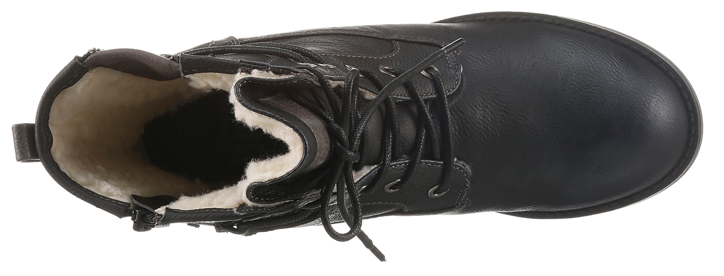 Mustang Shoes Winterboots, Blockabsatz, Winterstiefelette, Schnürboots mit Nieten besetzt
