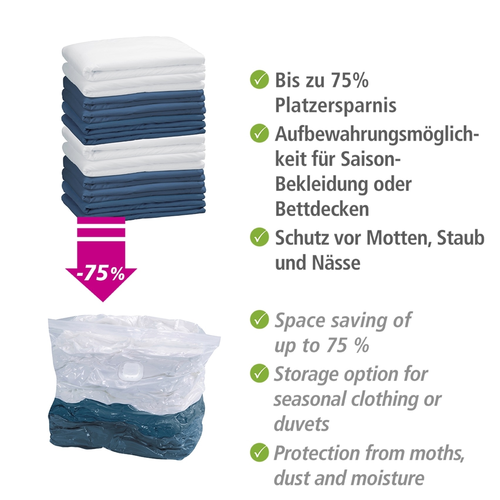 WENKO Vakuumierbeutel »Modell Cube« Vakuum Aufbewahrungsbeutel, 2 x Cube S und 2 x Cube L