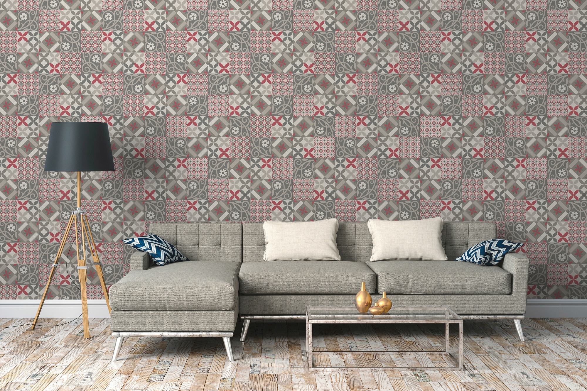 A.S. Création Vliestapete »New Life«, Ethnomuster-abstrakt-minimalistisch, Tapete Fliesen Tapeten Wohnzimmer Schlafzimmer Küche Flur Design Optik