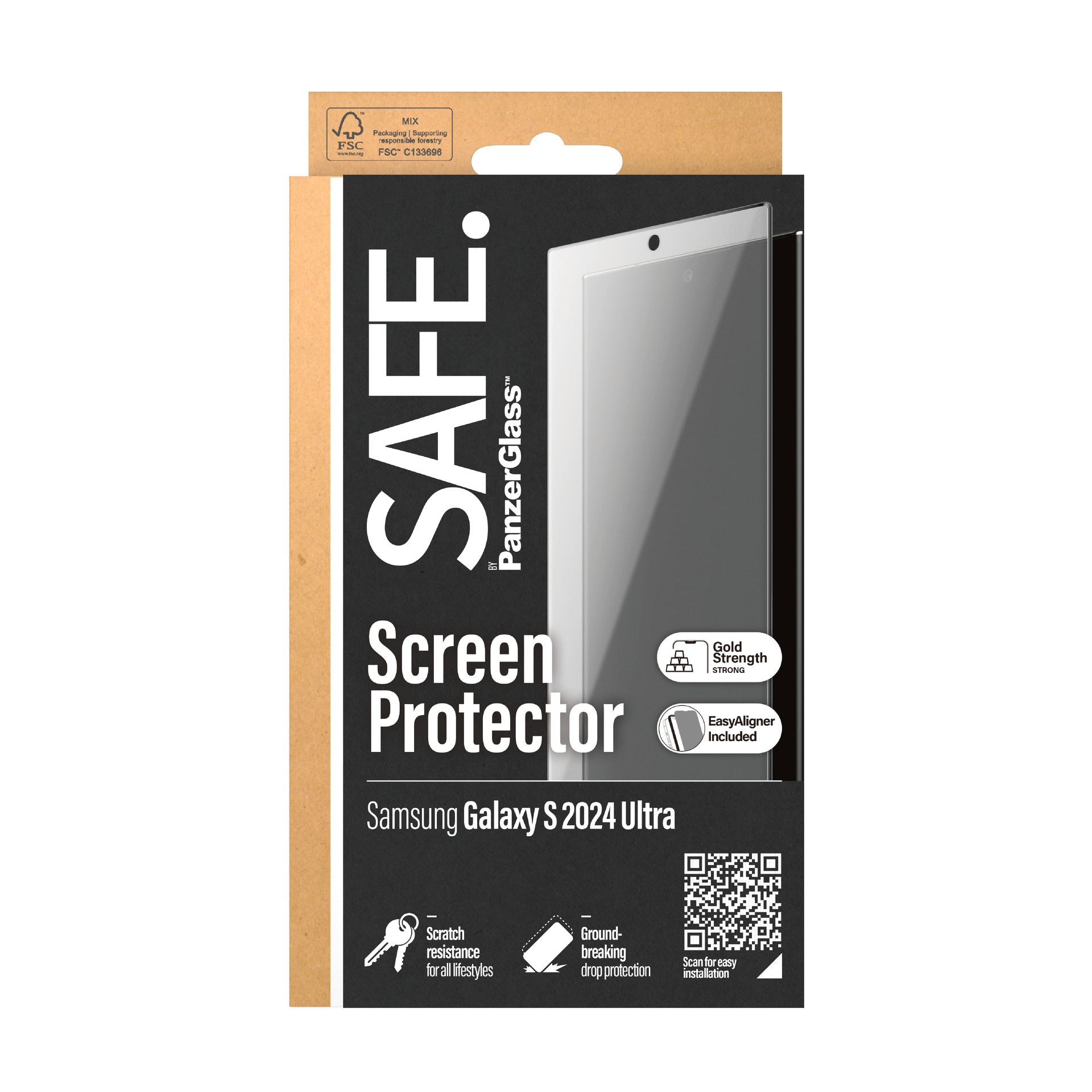SAFE by PanzerGlass Displayschutzglas »Ultra Wide Fit Screen Protector« für Samsung Galaxy S24 Ultra Displayschutzfolie, stoßfest, kratzbeständig