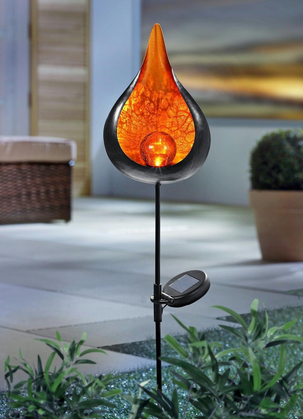 LED »Solar in bestellen flg.-flammig, 3er-Set Raten Gartenleuchte Bruchglas-Optik BONETTI Gartenstecker«, 1 auf