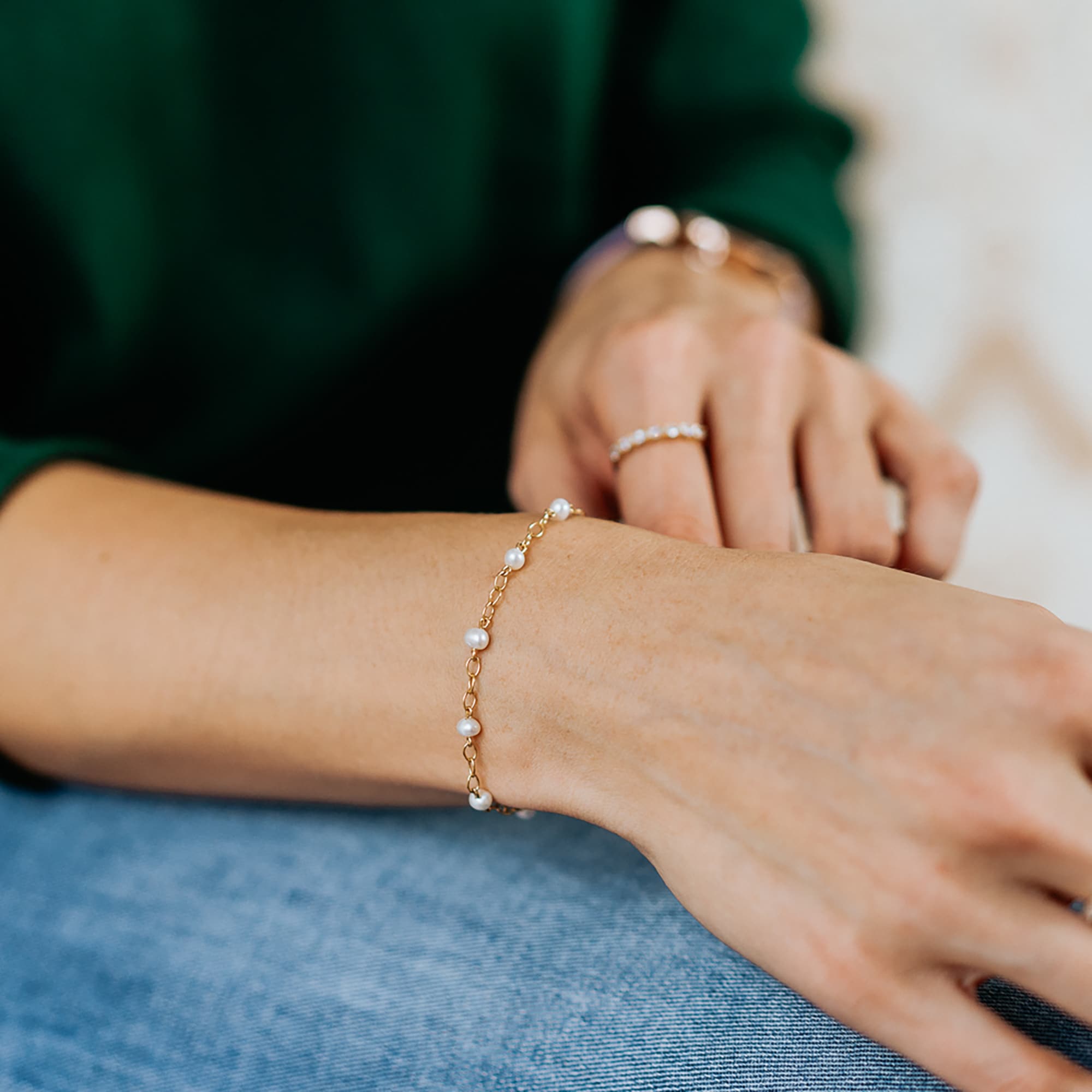 Julie Julsen Armband »925/- Sterling Silber vergoldet 8 Perlen 19cm lang«