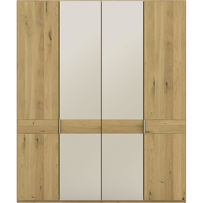 MUSTERRING Drehtürenschrank »Savona, Kleiderschrank, Schrank, Garderobe, teilmassiv Eiche« mit Türdämpfern, mit Spiegel oder Glas, extra Böden,...