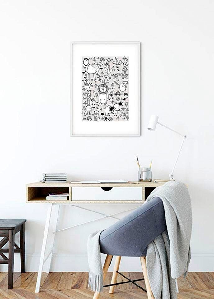 Komar Bild »Scribble Park«, Tiere, (1 St.), Wandbild zur Dekoration - ohne Rahmen