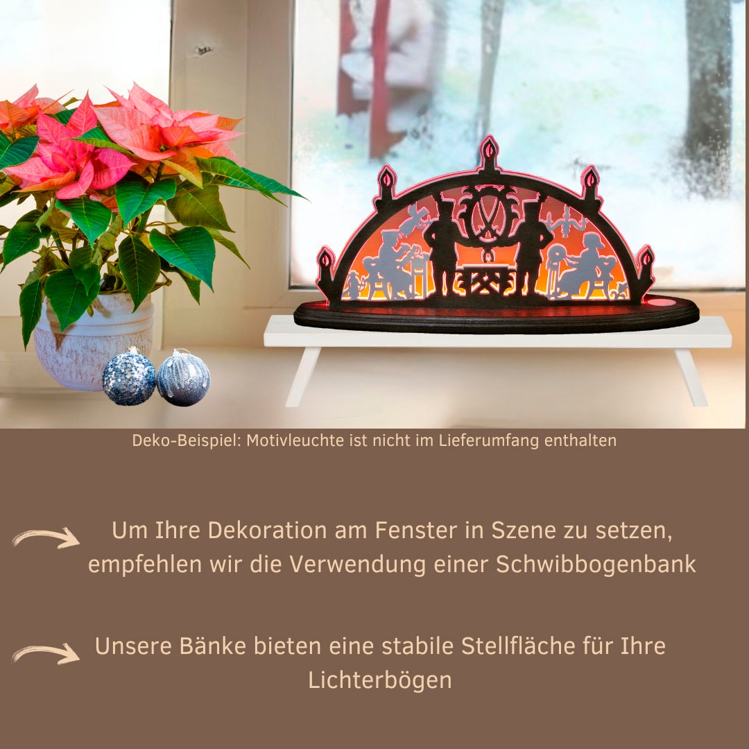 Weigla Schwibbogen-Fensterbank »Weihnachtsdeko«, aus Buchenholz, weiß-lackiert,Höhe ca. 11 cm