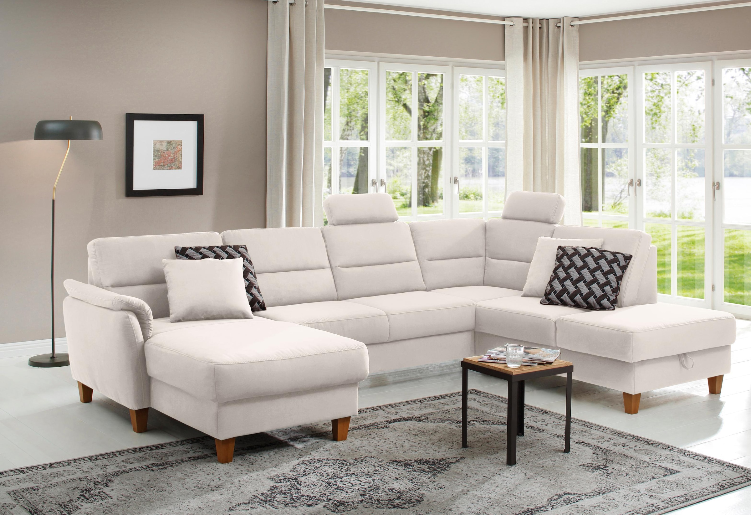 Home affaire Wohnlandschaft »Palmera U-Form, B: 308 cm« optional Bettfunkti günstig online kaufen