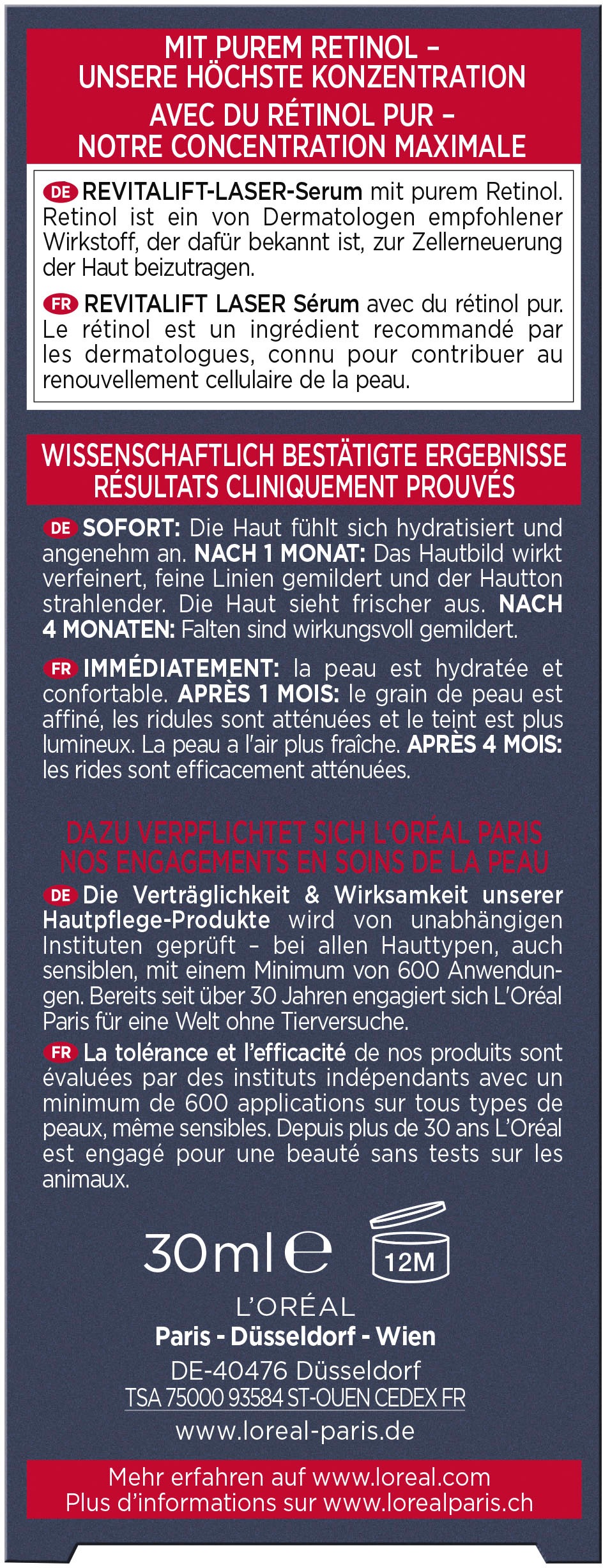 L'ORÉAL PARIS Gesichtsserum »REVITALIFT LASER ANTI-FALTEN NACHT SERUM« mildert Falten, mit Retinol, mit Pipette