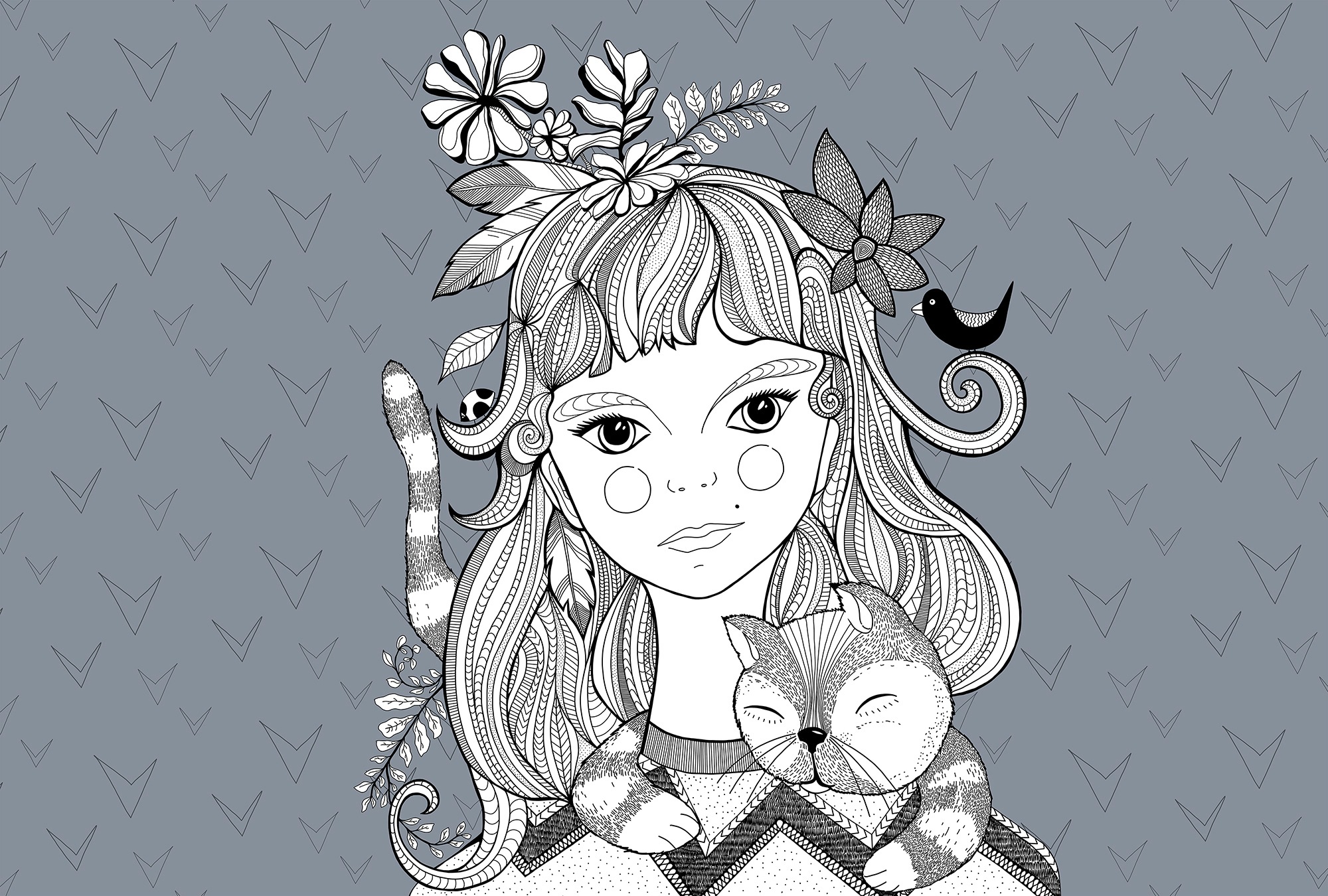 living walls Fototapete »ARTist Catgirl« Vlies, Wand, Schräge günstig online kaufen