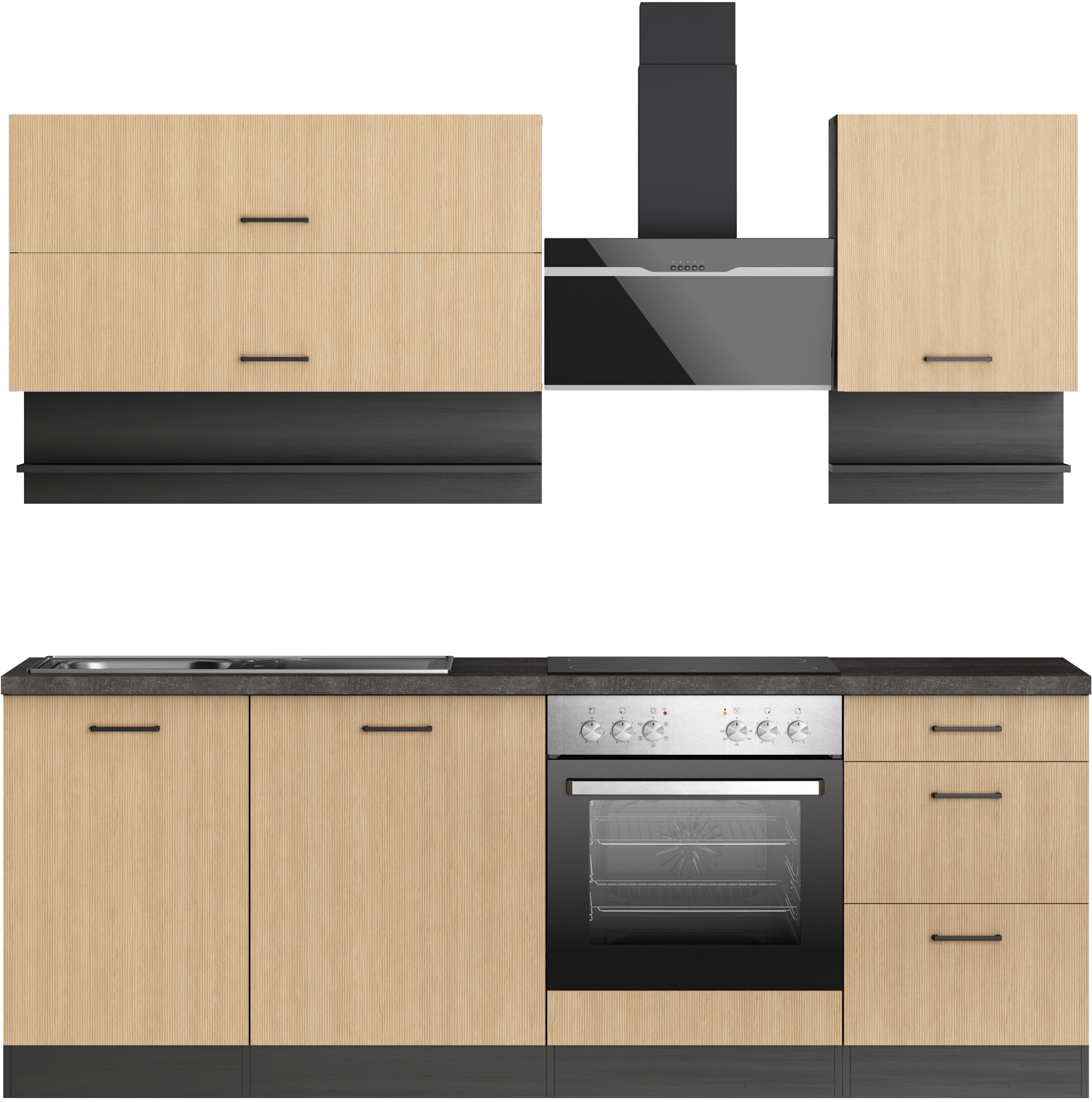 KOCHSTATION Küchenzeile »KS-Frieda Breite 220 cm« wahlweise mit E-Geräten, günstig online kaufen