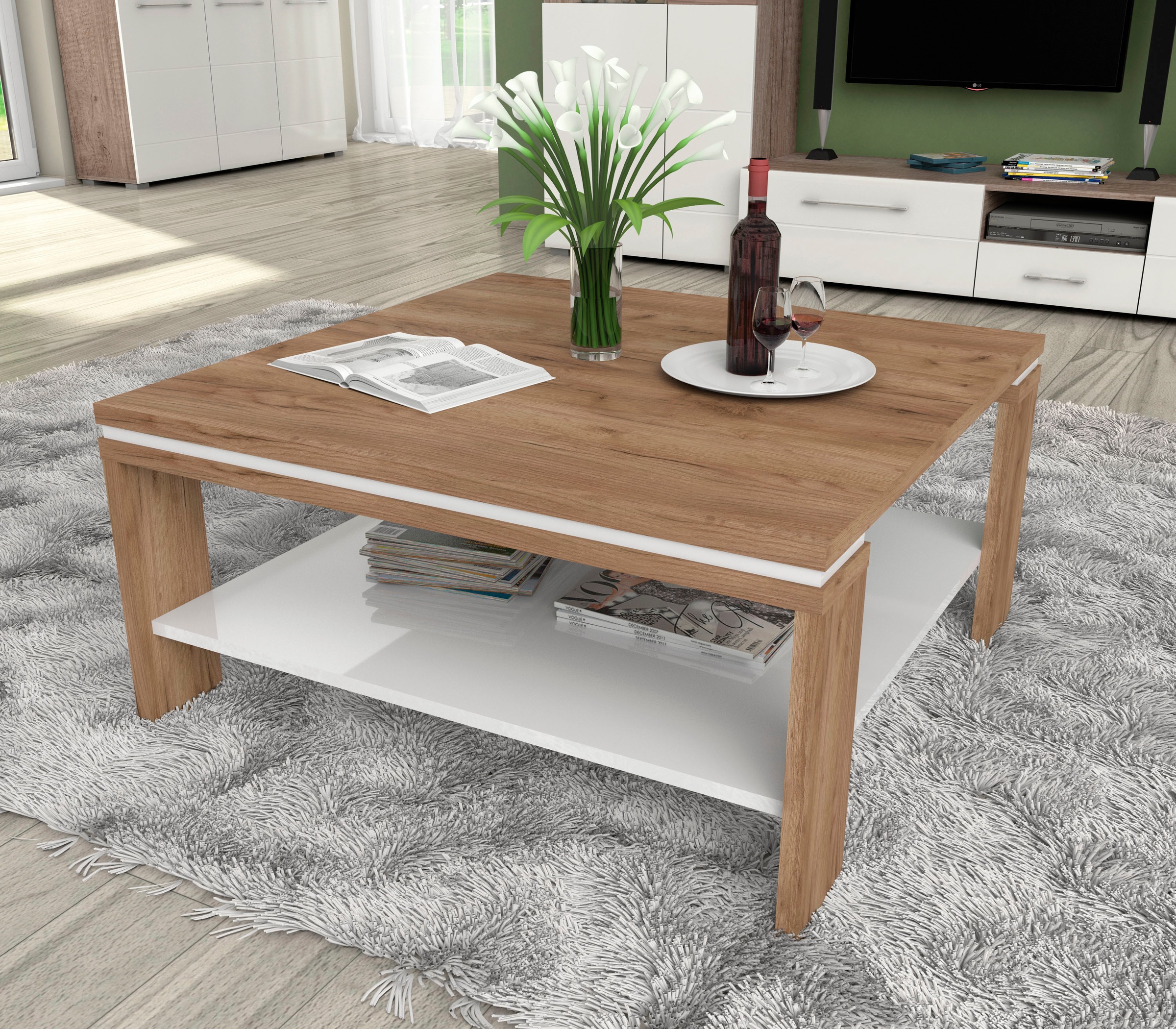Places of Style Couchtisch »Stela«, mit Ablageboden UV-lackiert weiß Hochgl günstig online kaufen