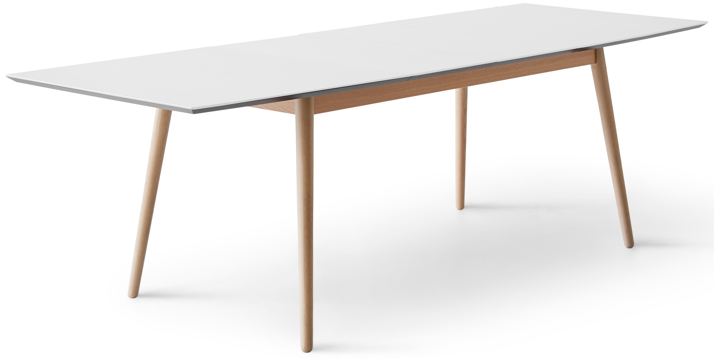 Hammel Furniture Esstisch »Meza Designtisch mit Auszugsfunktion und 2 Einlegeplatten«, bootsförmige Tischplatte MDF, Eiche Massivholzgestell